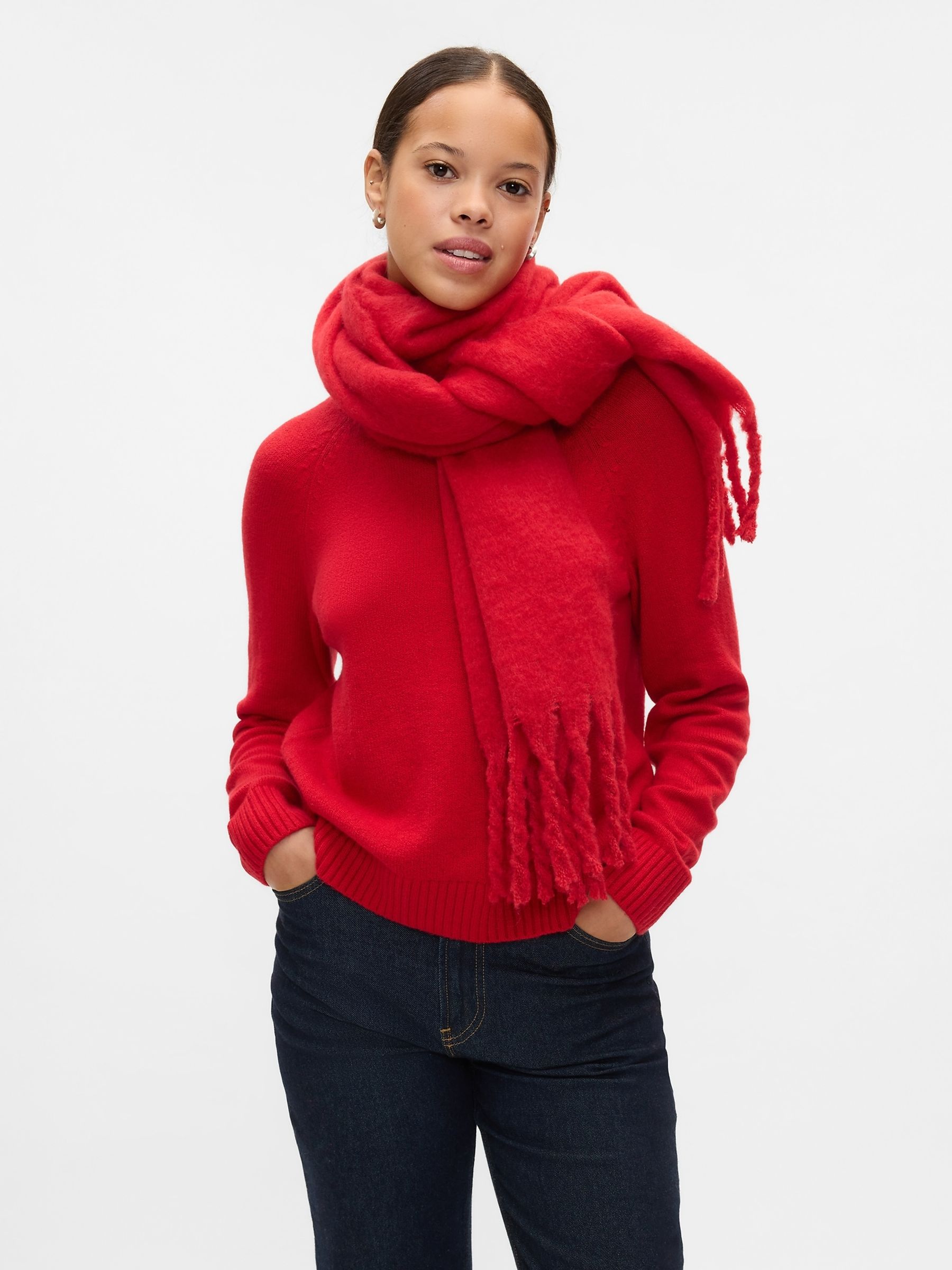 Red CashSoft Textured Crew Neck Jumper - Image 3 of 5