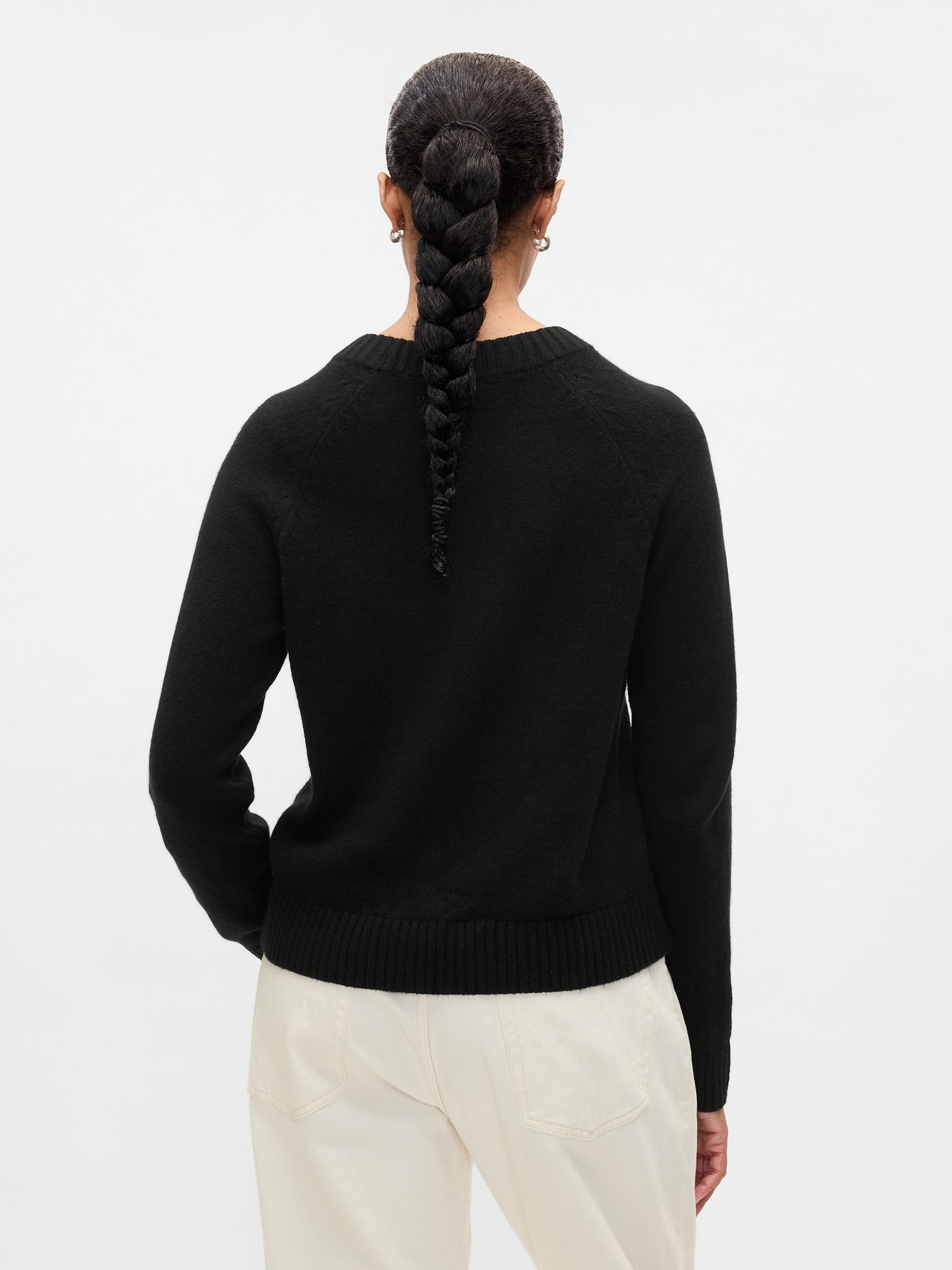 Black CashSoft Textured Crew Neck Jumper - Image 2 of 5