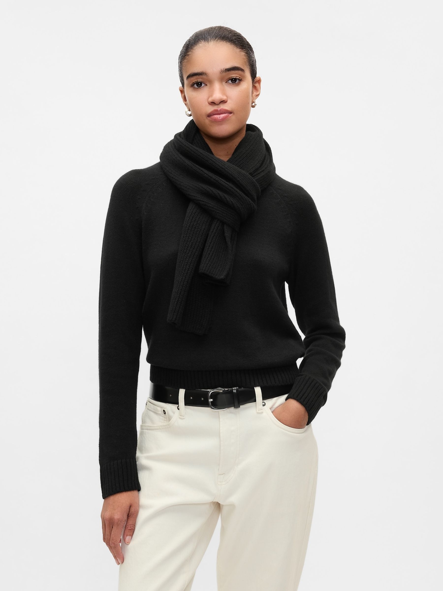 Black CashSoft Textured Crew Neck Jumper - Image 3 of 5