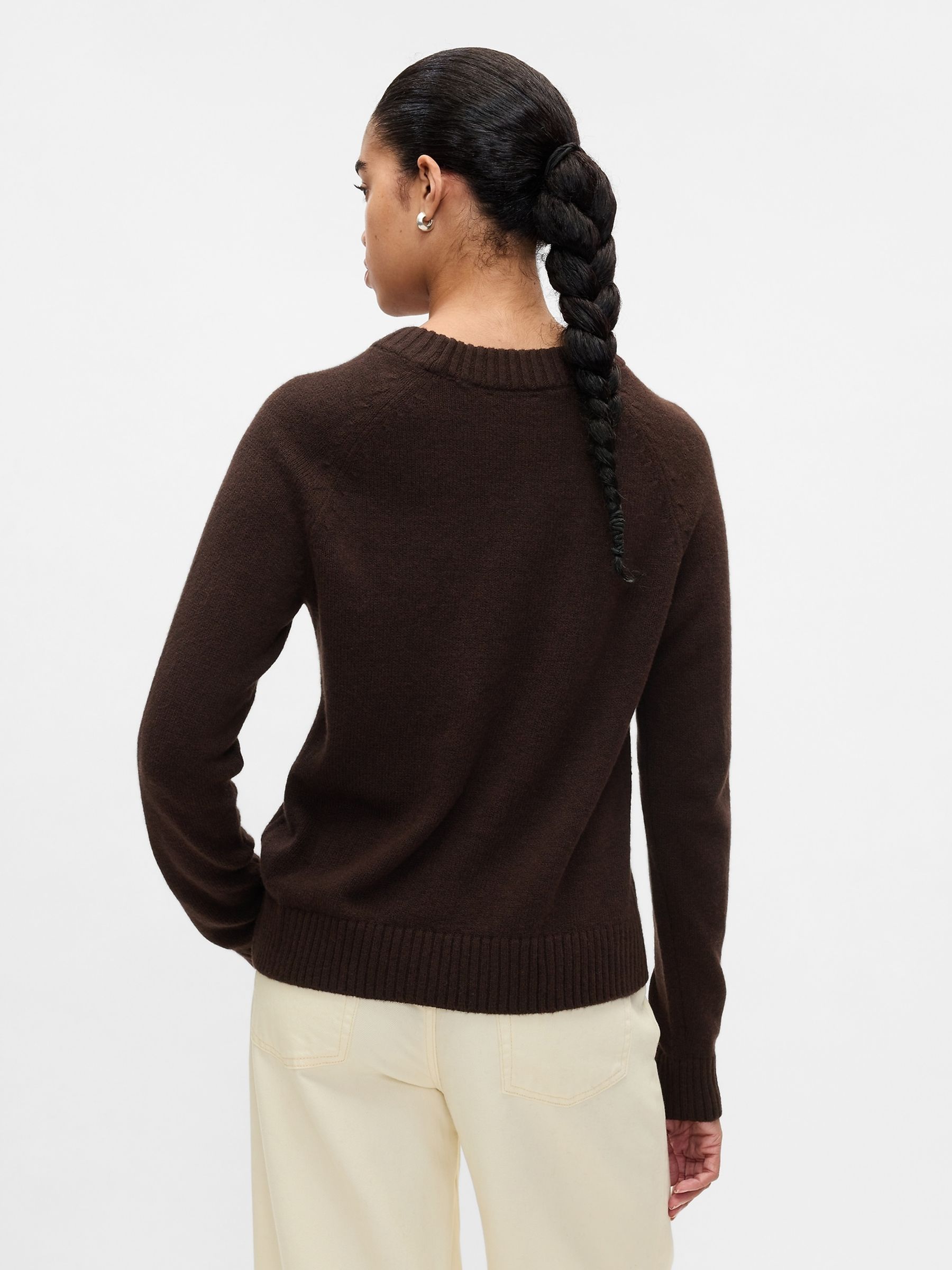 Brown CashSoft Textured Crew Neck Jumper - Image 2 of 5
