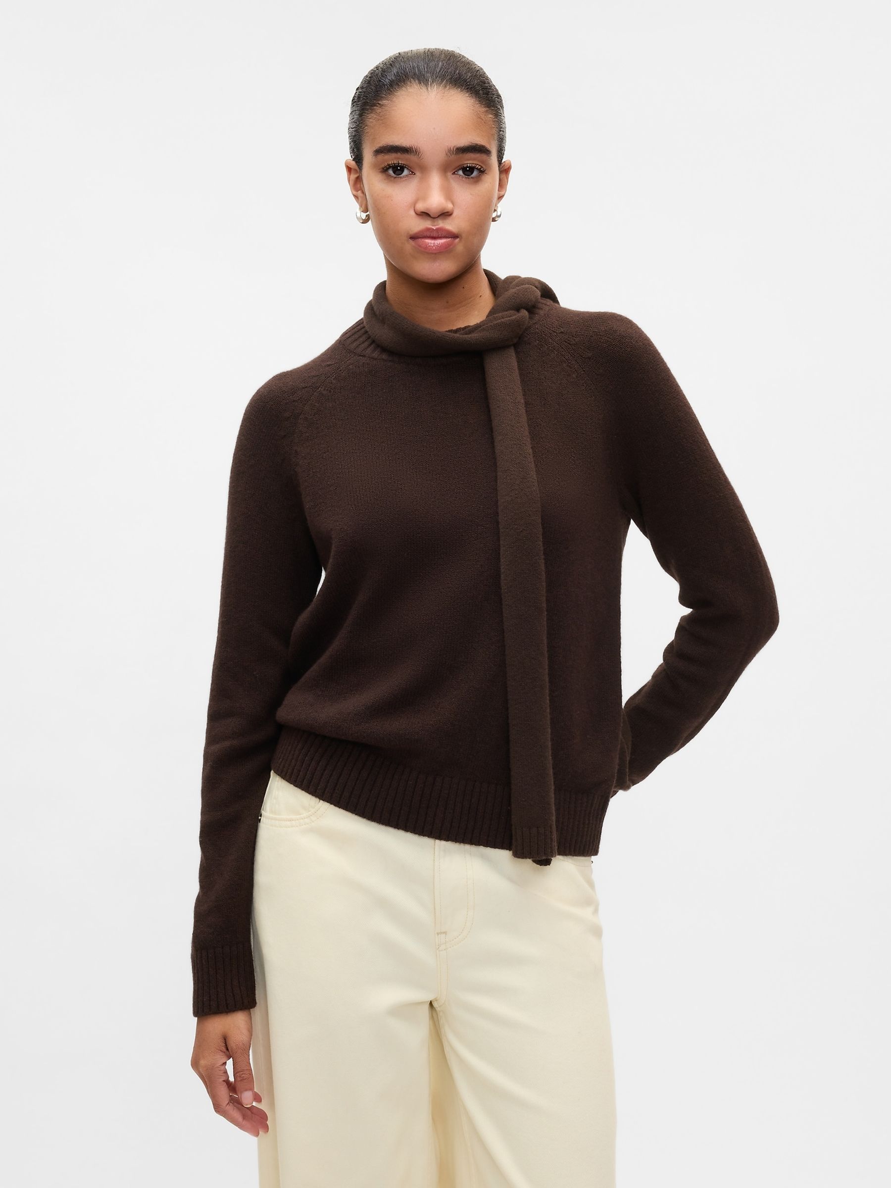 Brown CashSoft Textured Crew Neck Jumper - Image 3 of 5