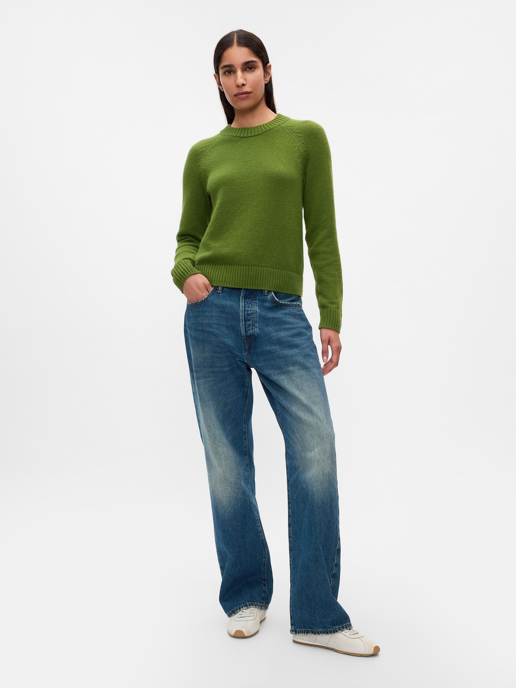 Lime Green CashSoft Textured Crew Neck Jumper - Image 3 of 5