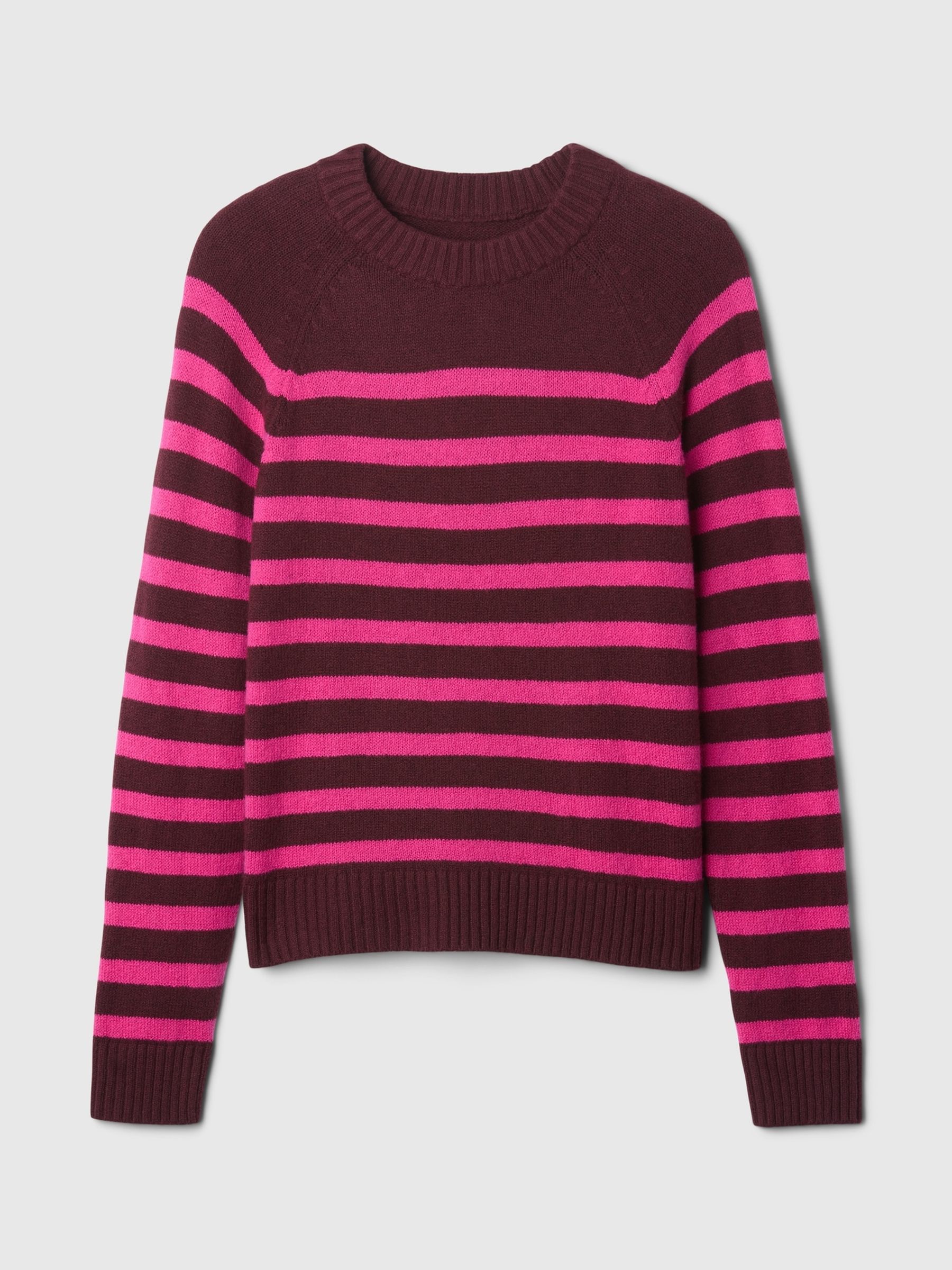 Burgundy/Pink Stripe CashSoft Crew Neck Jumper - Image 5 of 5