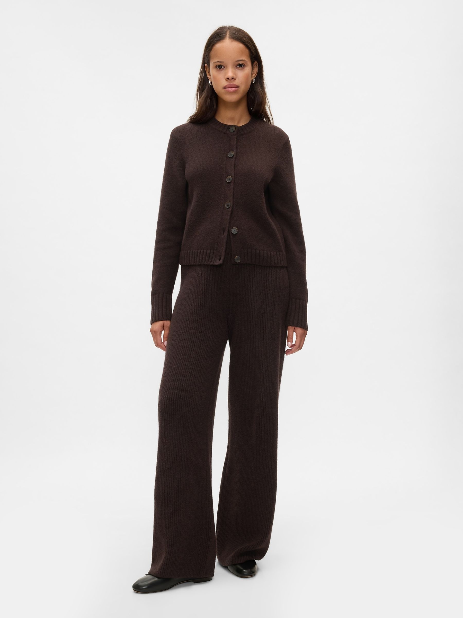 Brown CashSoft Long Sleeve Crew Neck Cardigan - Image 3 of 5