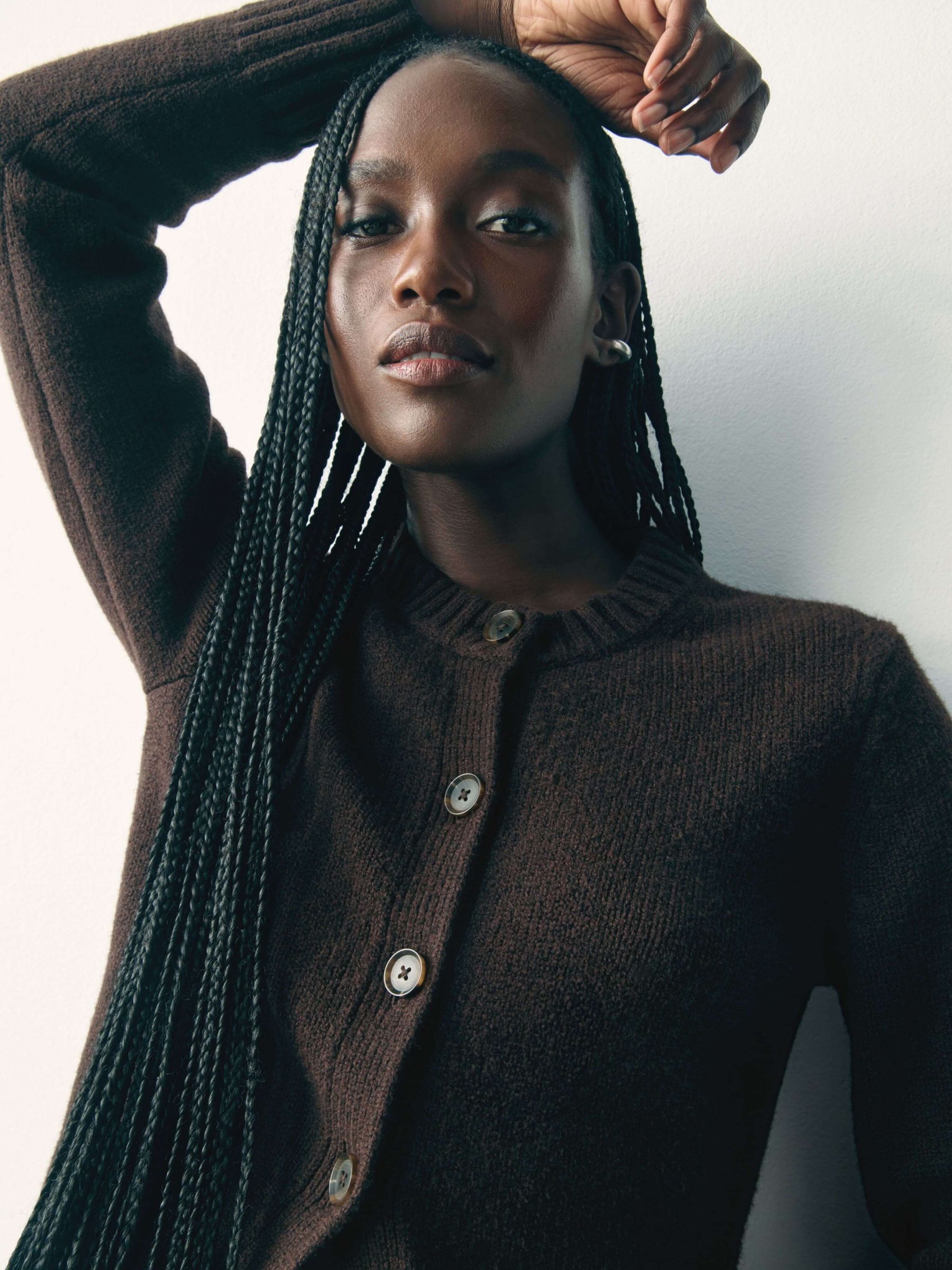 Brown CashSoft Long Sleeve Crew Neck Cardigan - Image 2 of 9