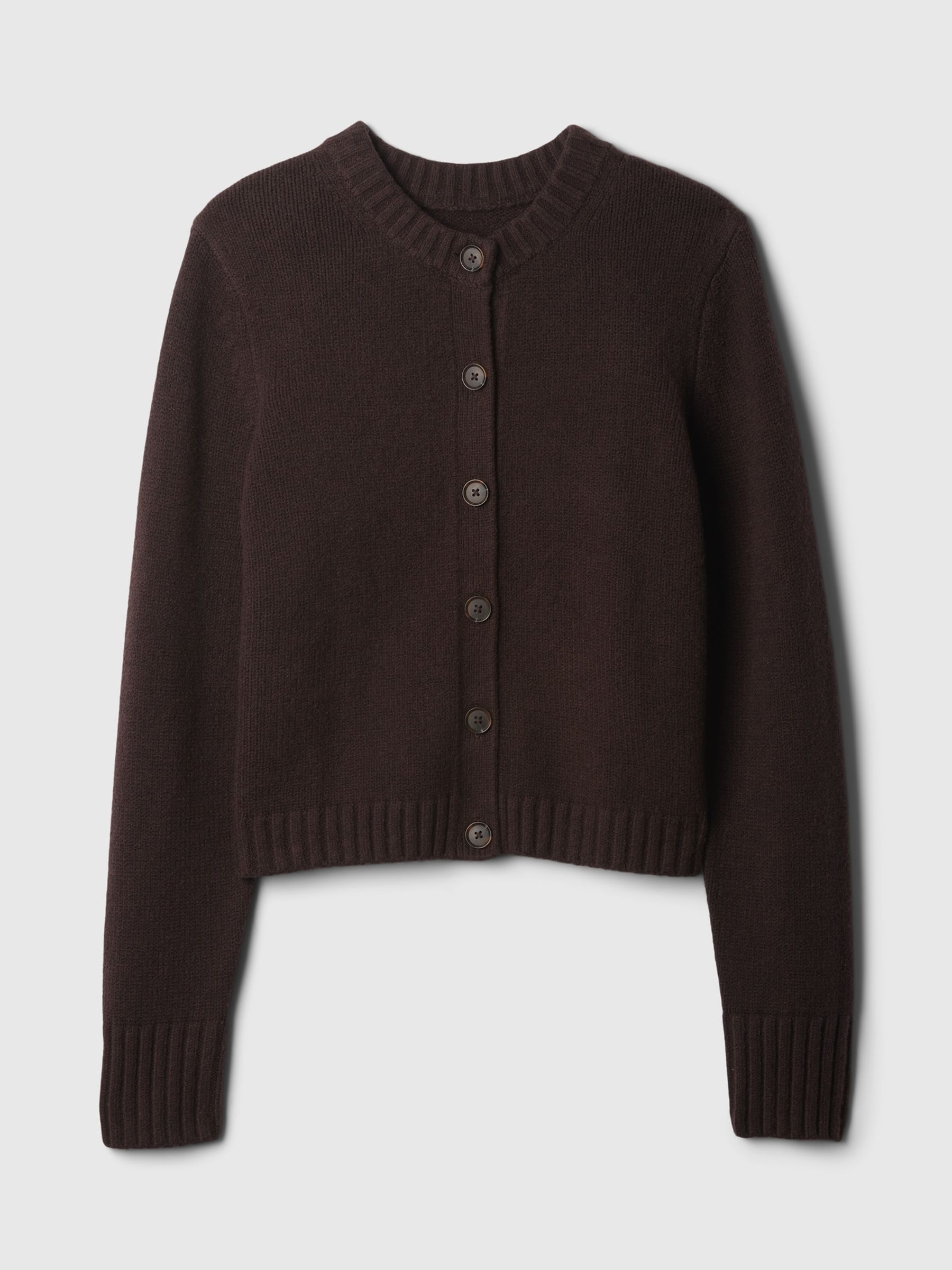 Brown CashSoft Long Sleeve Crew Neck Cardigan - Image 5 of 5