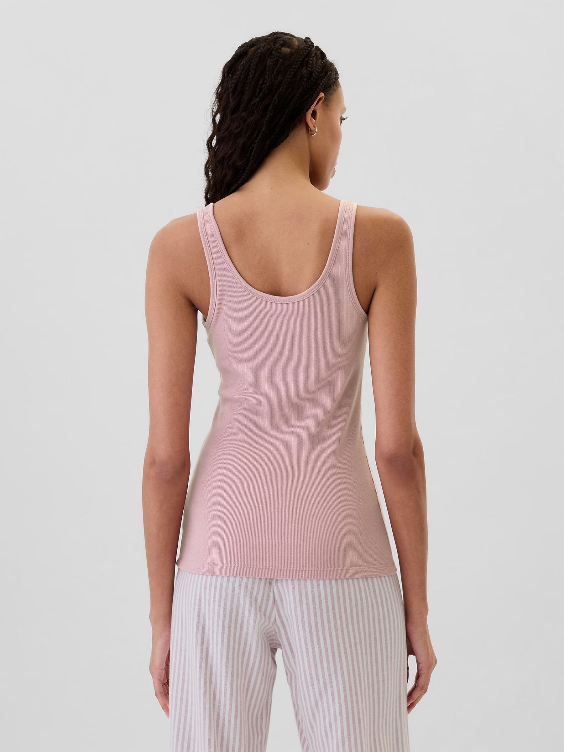 Pink Ribbed Support Pyjama Tank Top - Image 2 of 4