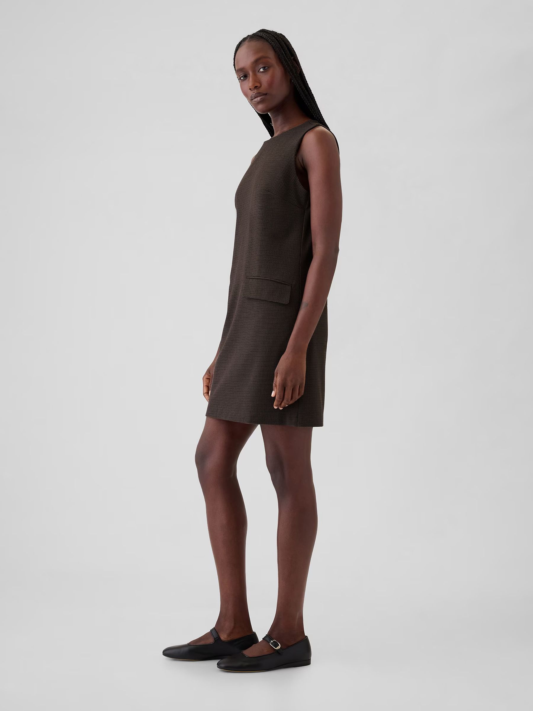 Brown Shift Mini Dress - Image 3 of 5