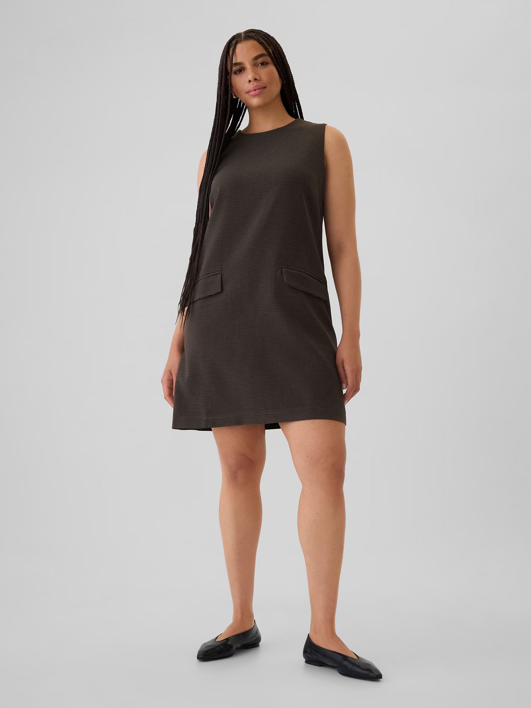 Brown Shift Mini Dress - Image 4 of 5