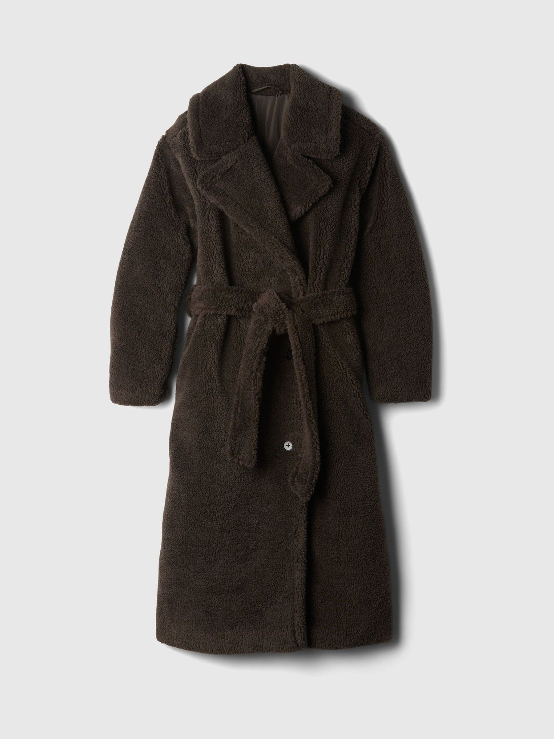 Brown Teddy Borg Sherpa Long Coat - Image 5 of 5