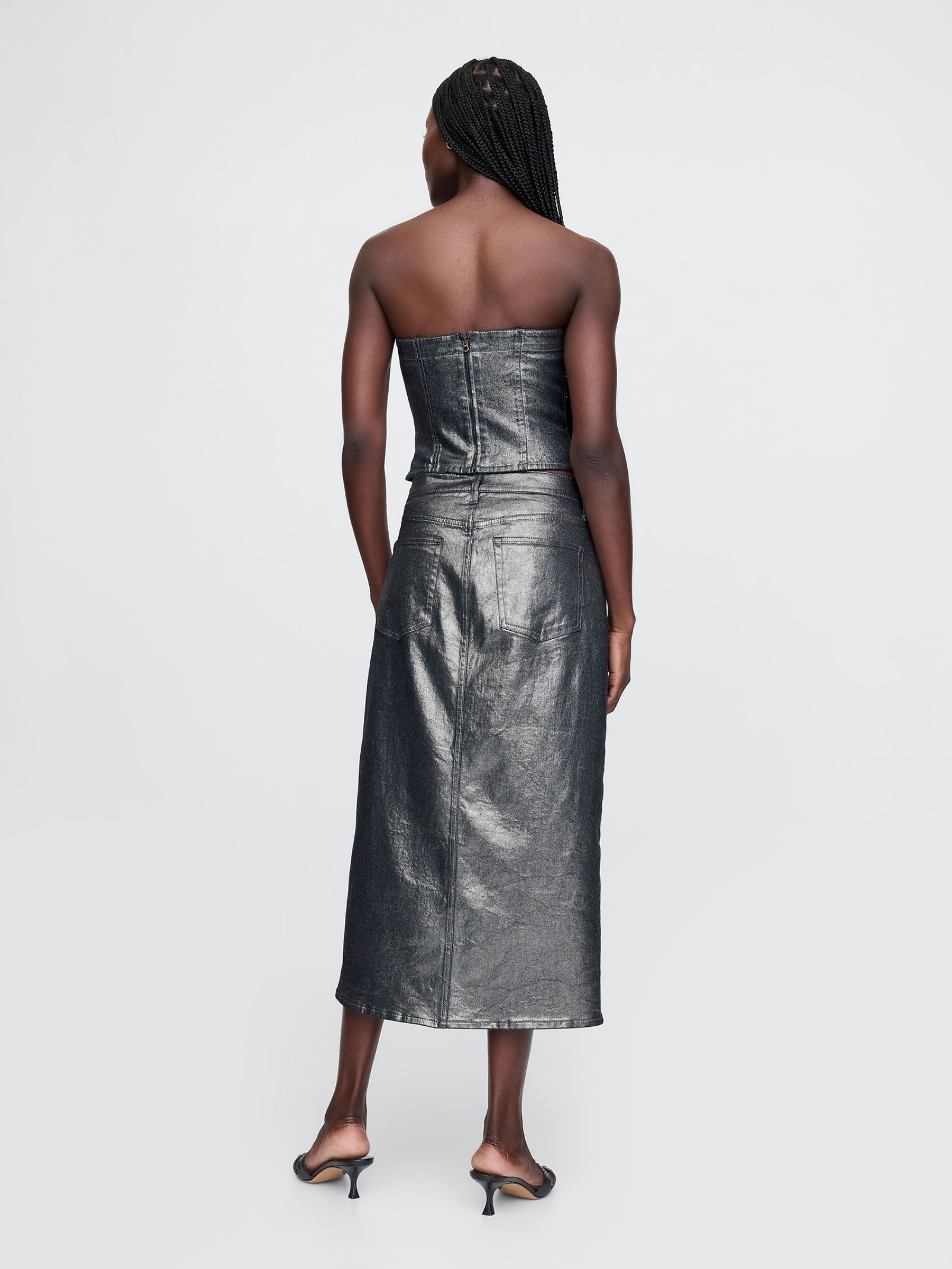 Silver Foil Midi Skirt - Image 2 of 5