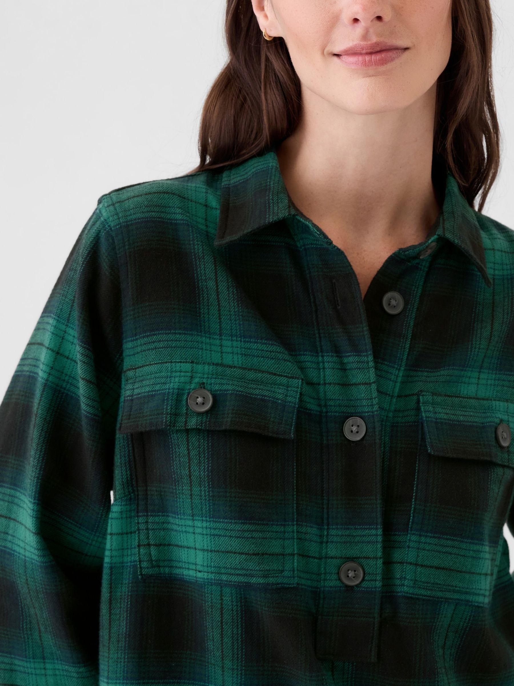Green Flannel Utility Mini Shirtdress - Image 5 of 5