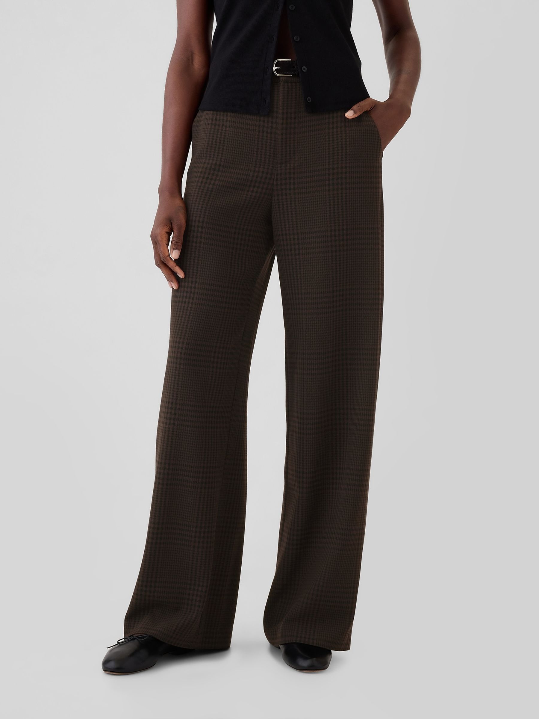 Brown 365 High Waisted Brushed Twill Pleated Taper Trousers - Image 2 of 5
