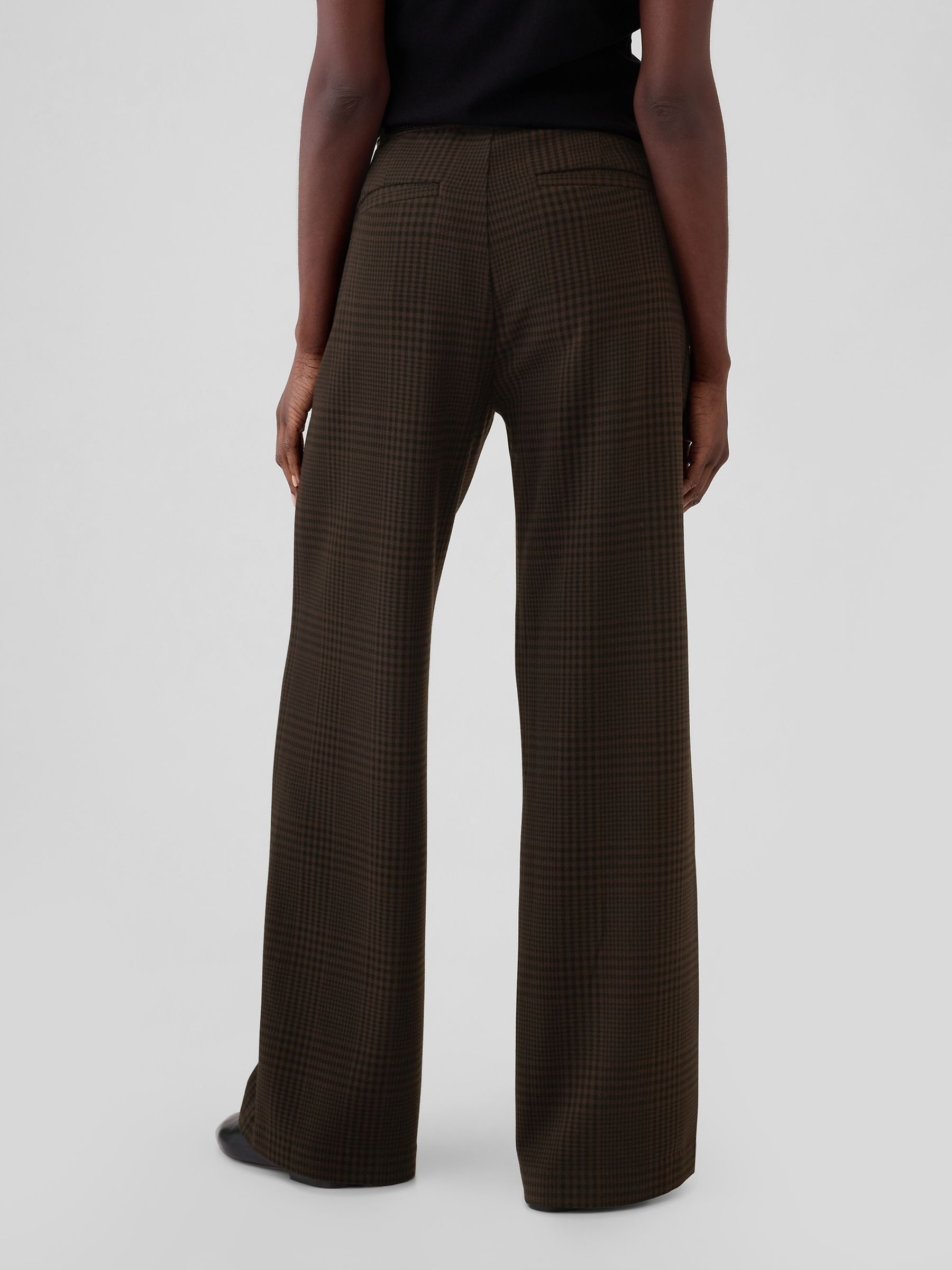 Brown 365 High Waisted Brushed Twill Pleated Taper Trousers - Image 3 of 5