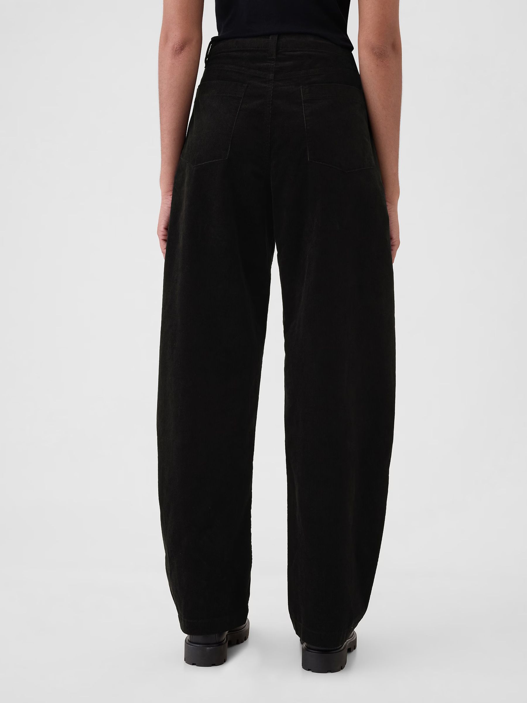 Black 365 High Rise Corduroy Tapered Trousers - Image 2 of 5