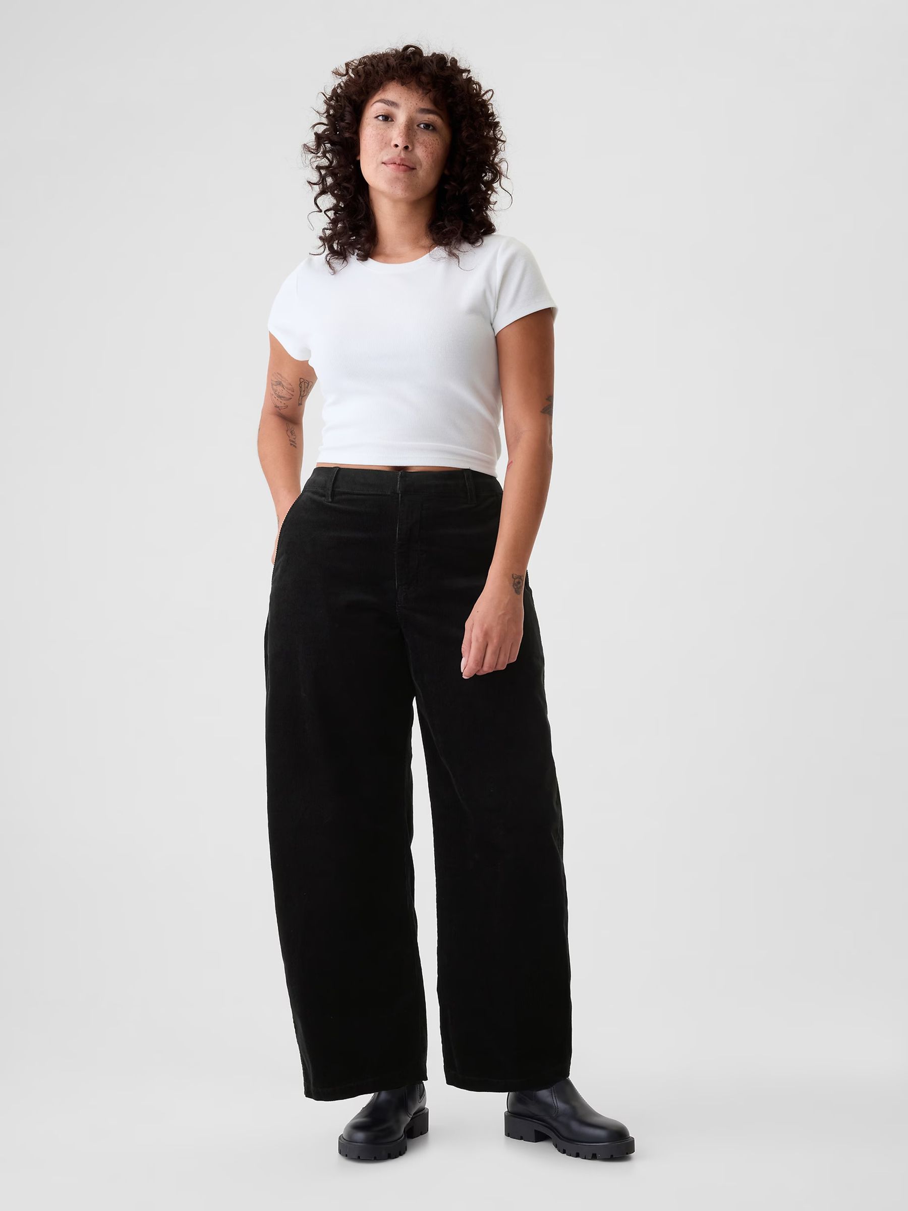 Black 365 High Rise Corduroy Tapered Trousers - Image 5 of 5