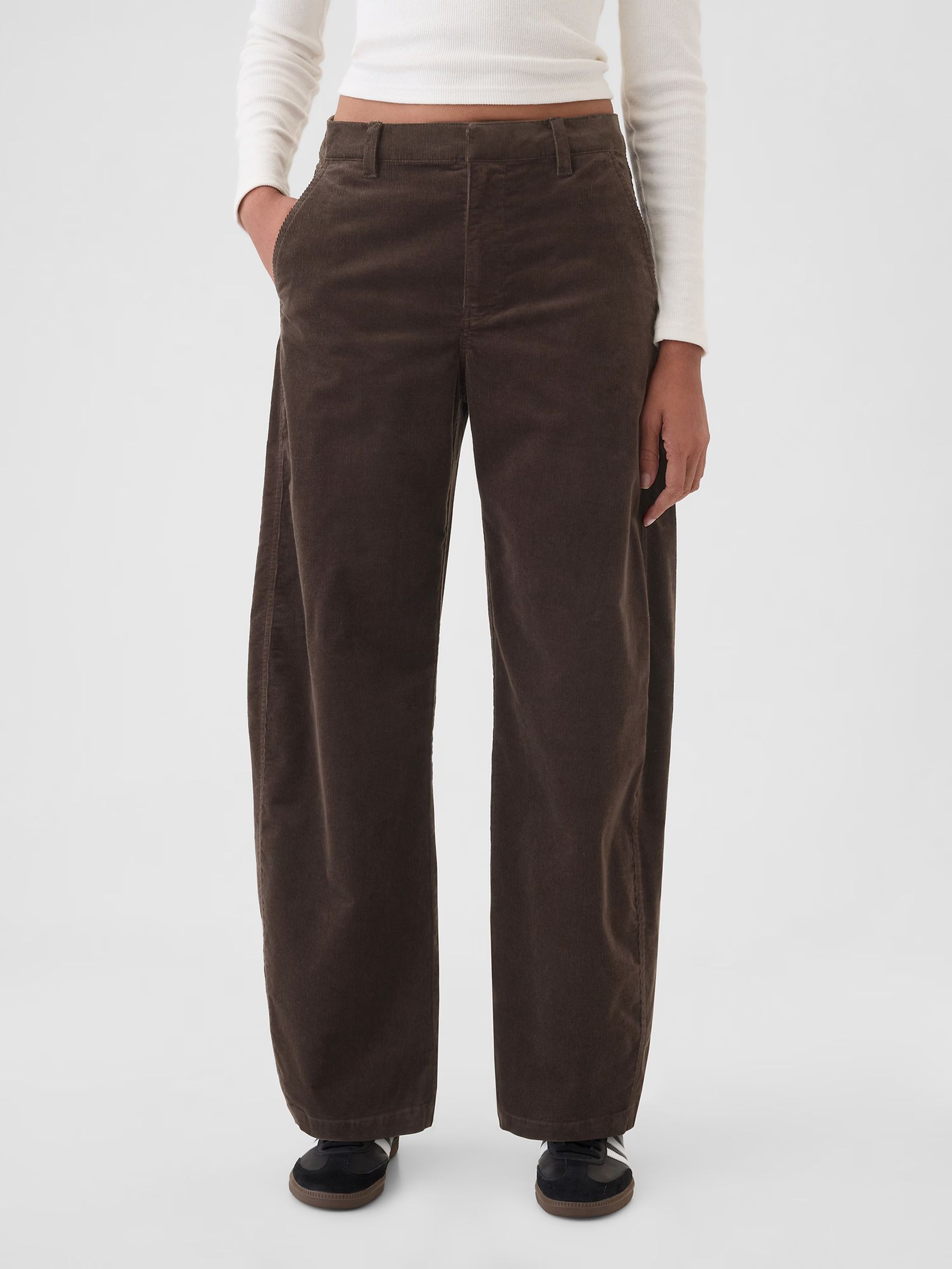 Brown 365 High Rise Corduroy Tapered Trousers - Image 3 of 5