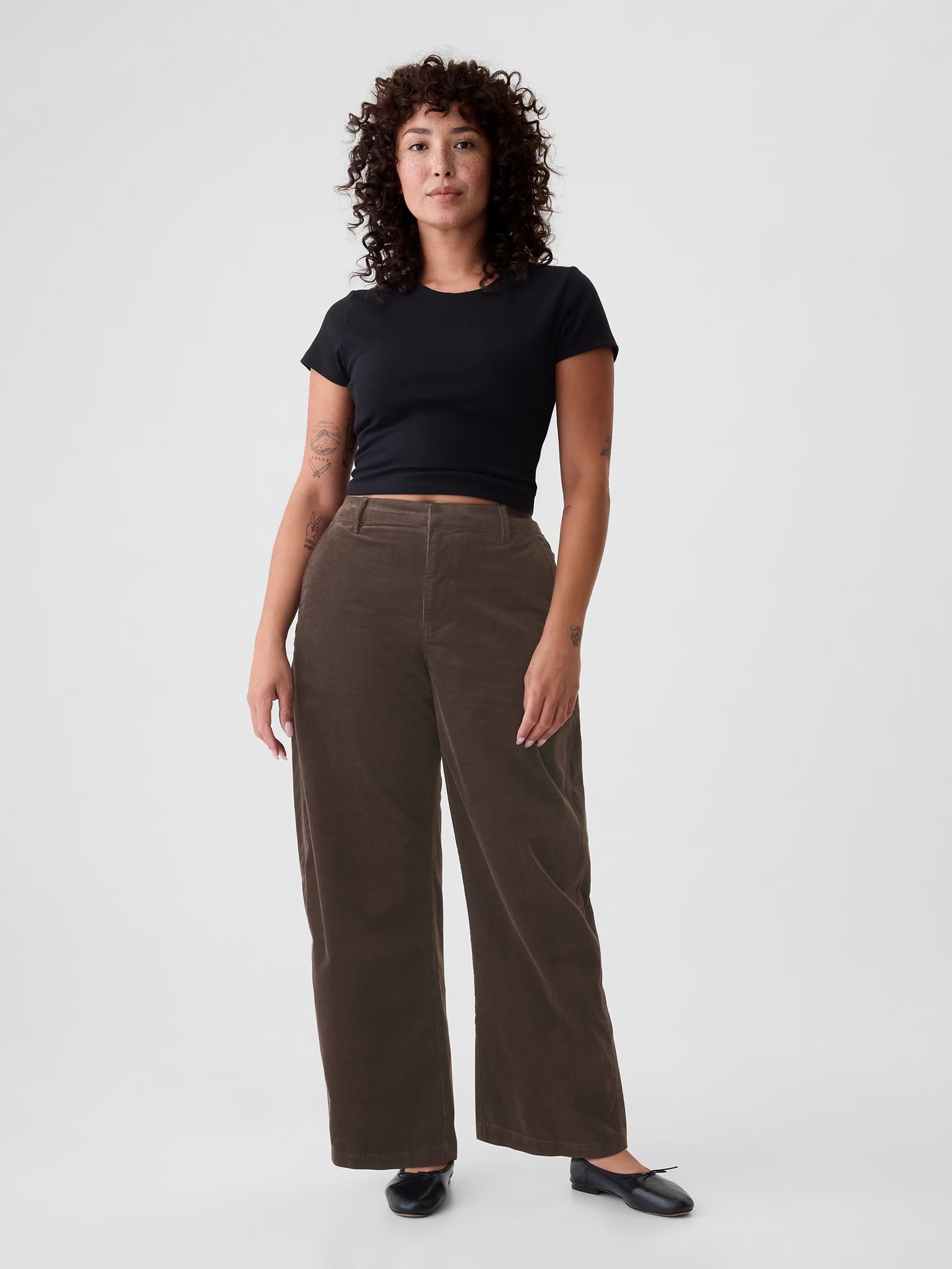 Brown 365 High Rise Corduroy Tapered Trousers - Image 4 of 5