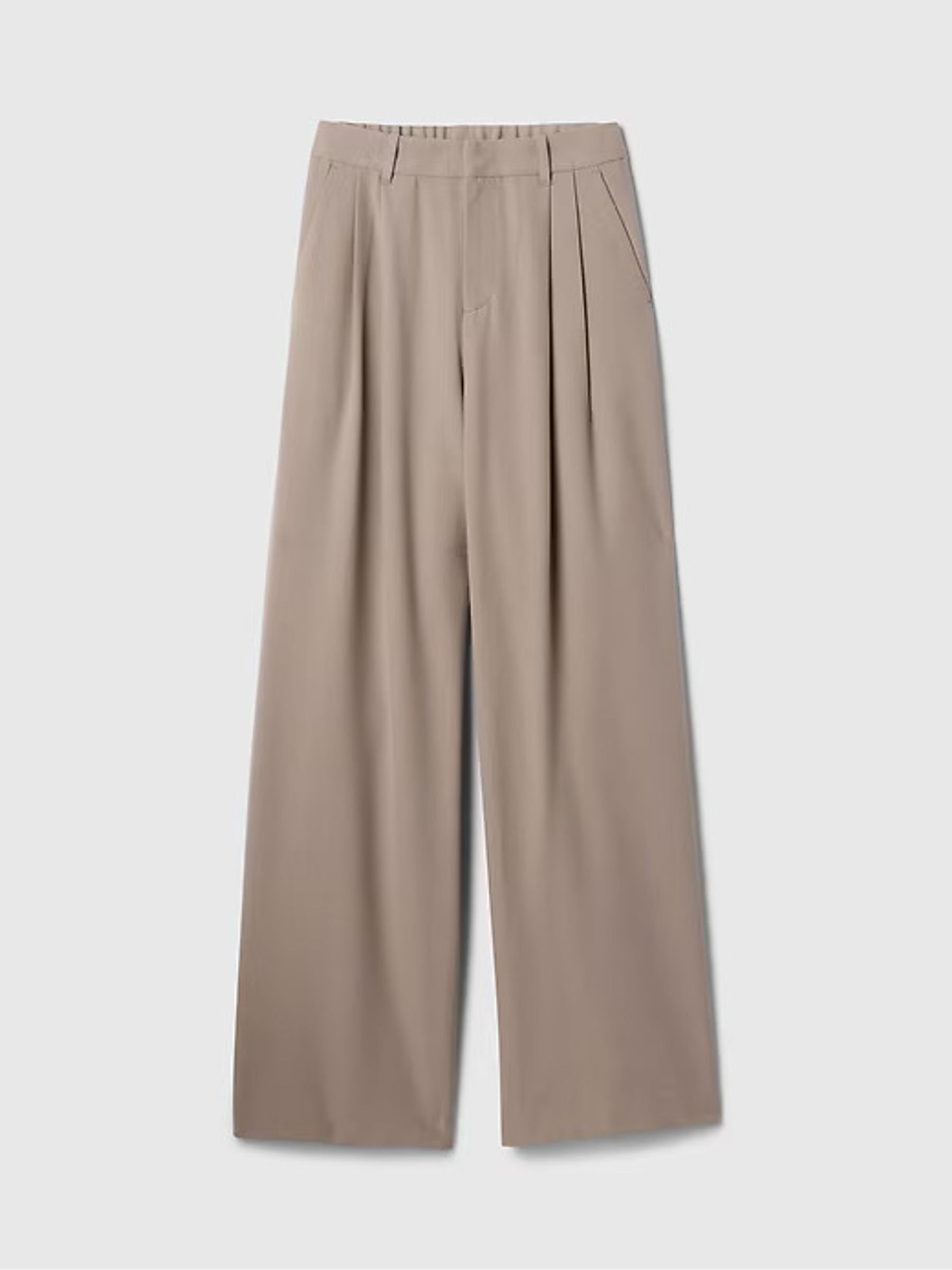 Light Brown 365 High Waisted Brushed Twill Pleated Trousers - Image 4 of 4