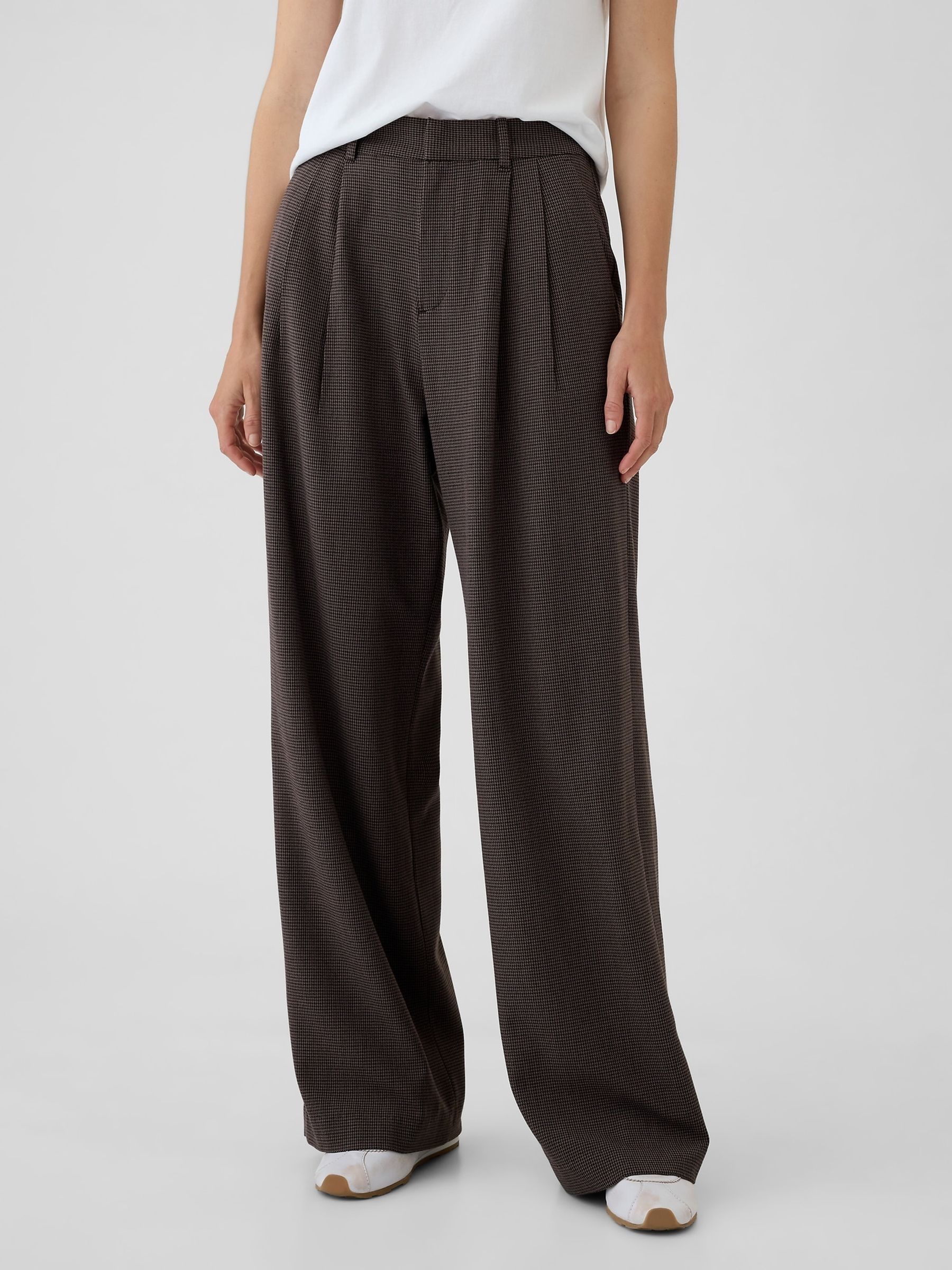 Brown 365 High Waisted Brushed Twill Pleated Trousers - Image 2 of 8
