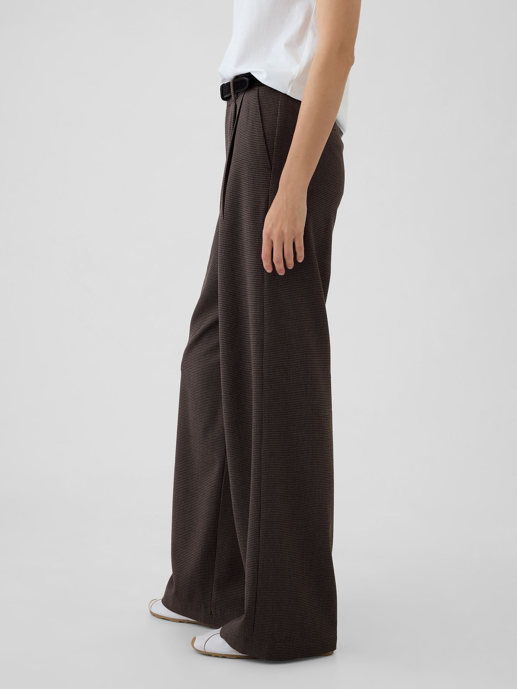 Brown 365 High Waisted Brushed Twill Pleated Trousers - Image 4 of 8