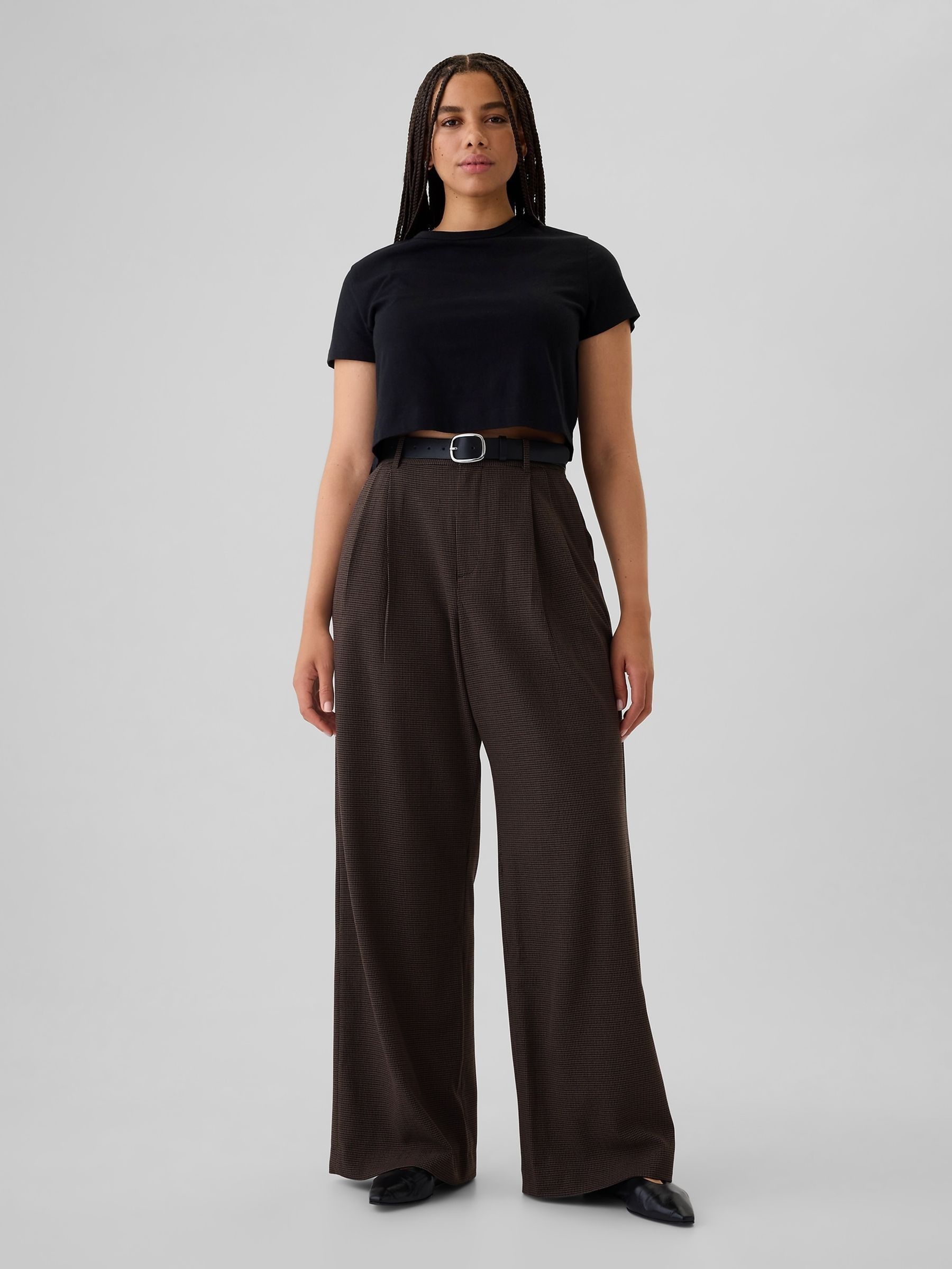 Brown 365 High Waisted Brushed Twill Pleated Trousers - Image 5 of 8