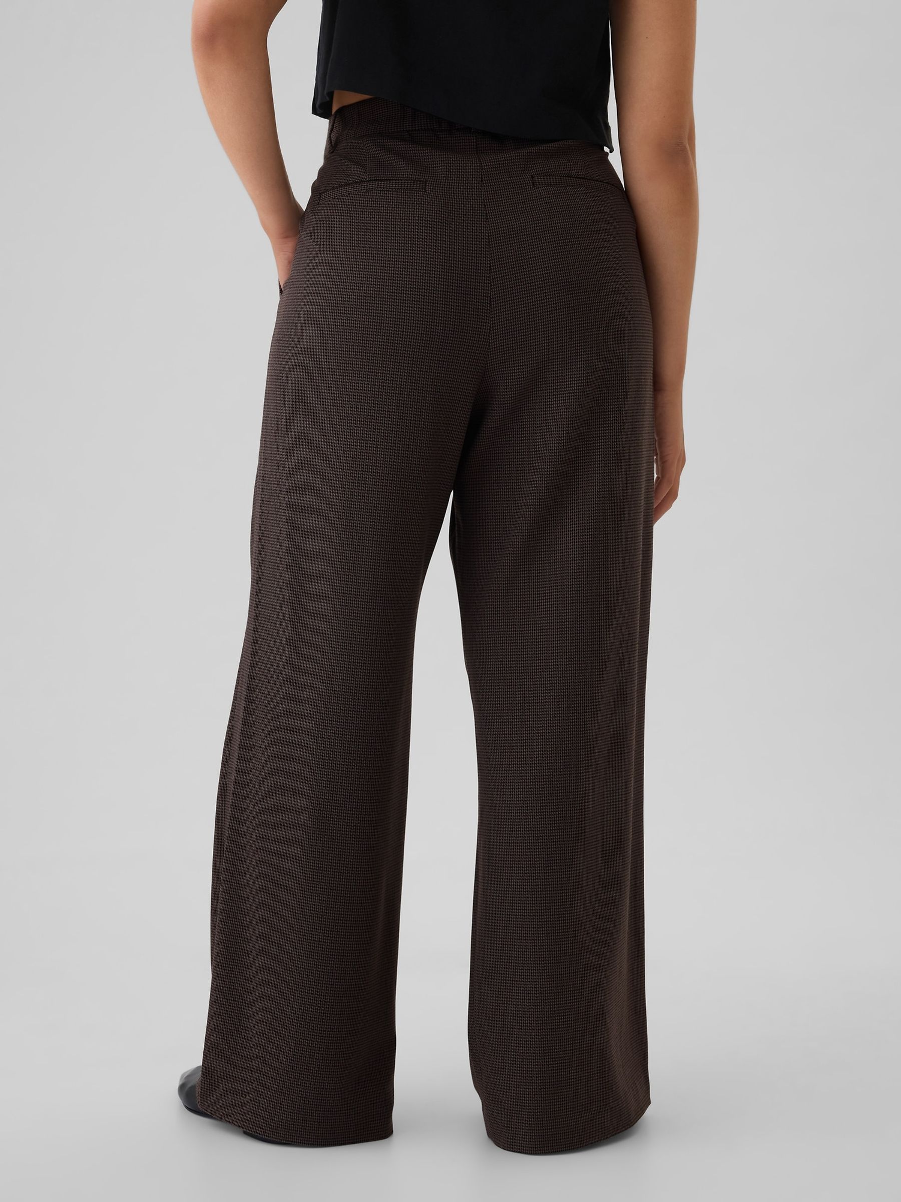 Brown 365 High Waisted Brushed Twill Pleated Trousers - Image 6 of 8