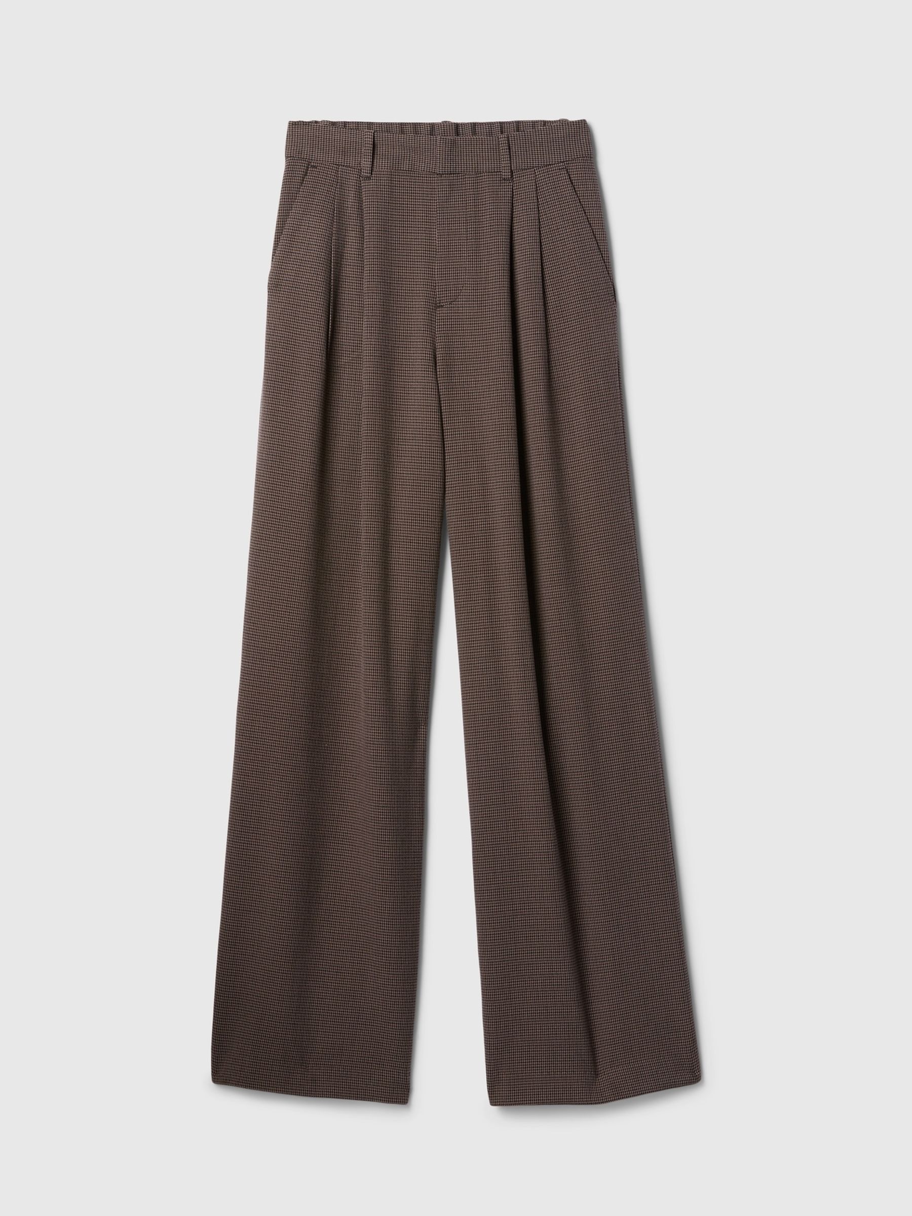 Brown 365 High Waisted Brushed Twill Pleated Trousers - Image 7 of 8