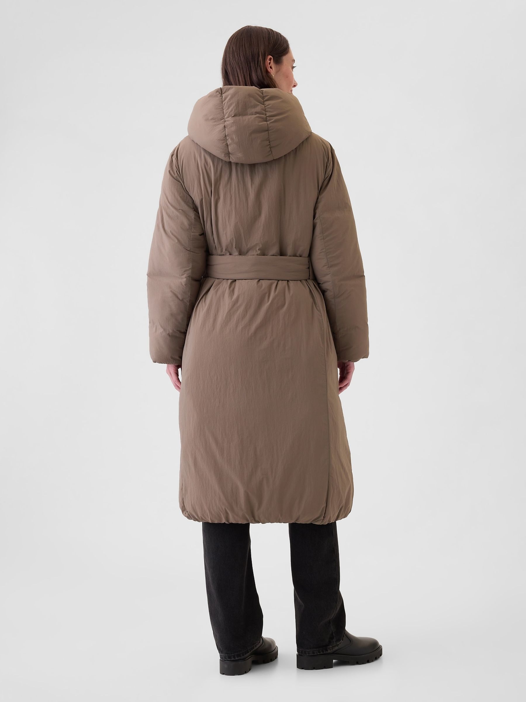 Brown Oversized Long Belted Puffer Coat - Image 2 of 5