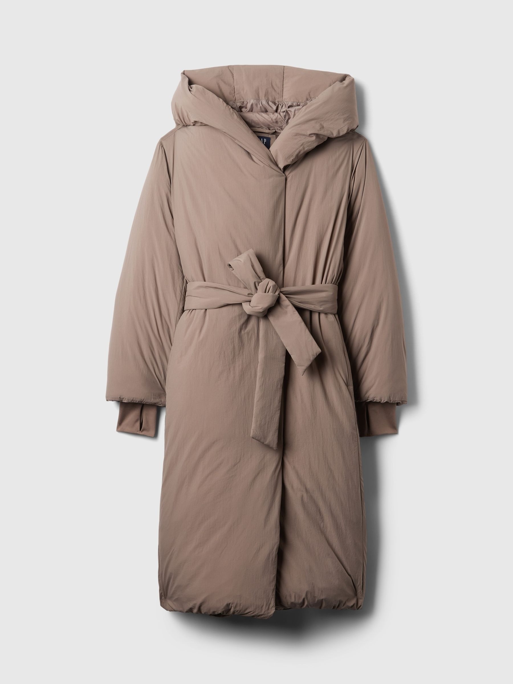 Brown Oversized Long Belted Puffer Coat - Image 5 of 5