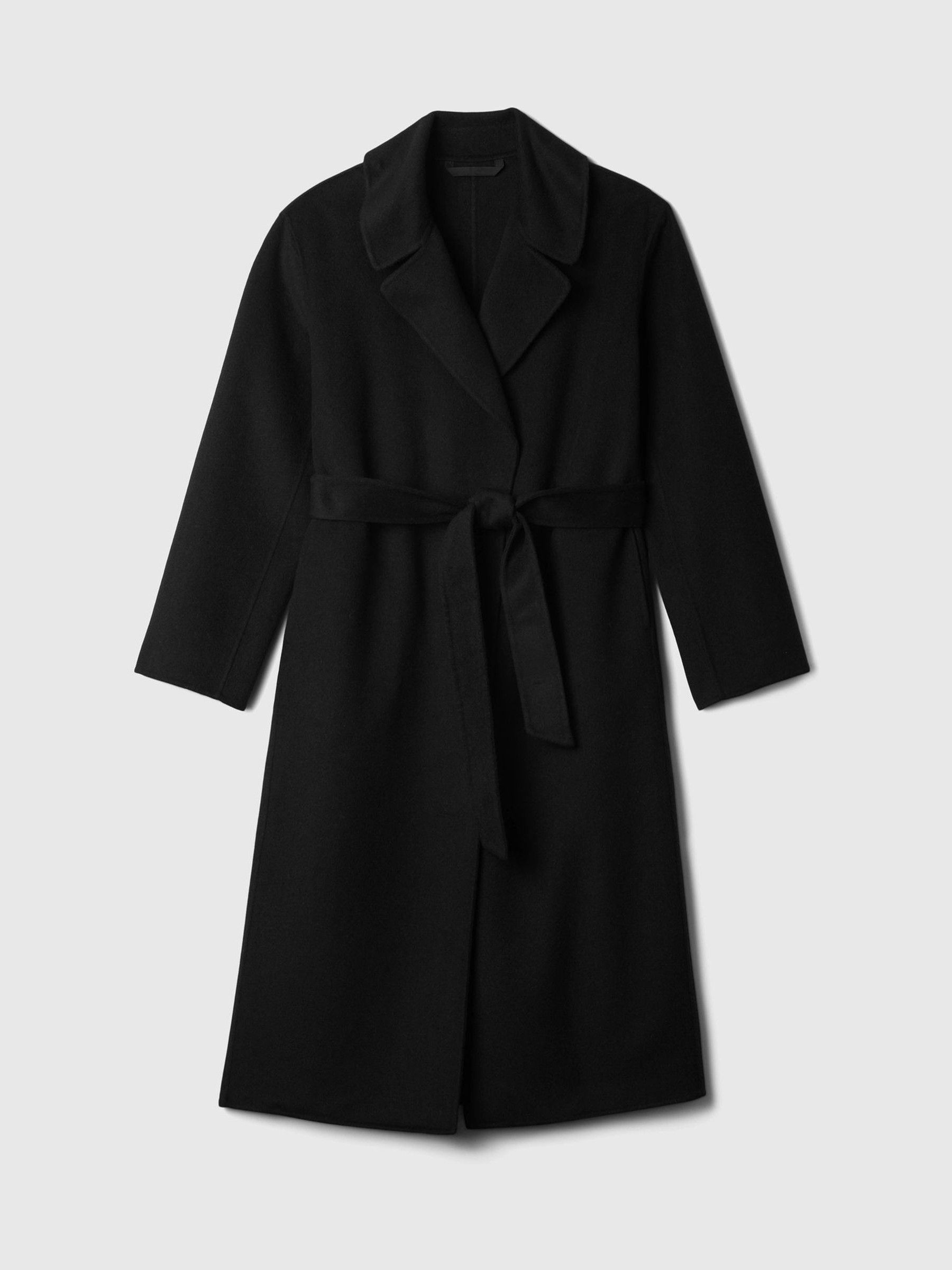 Black Belted Double Faced Wool-Blend Trench Coat - Image 5 of 5