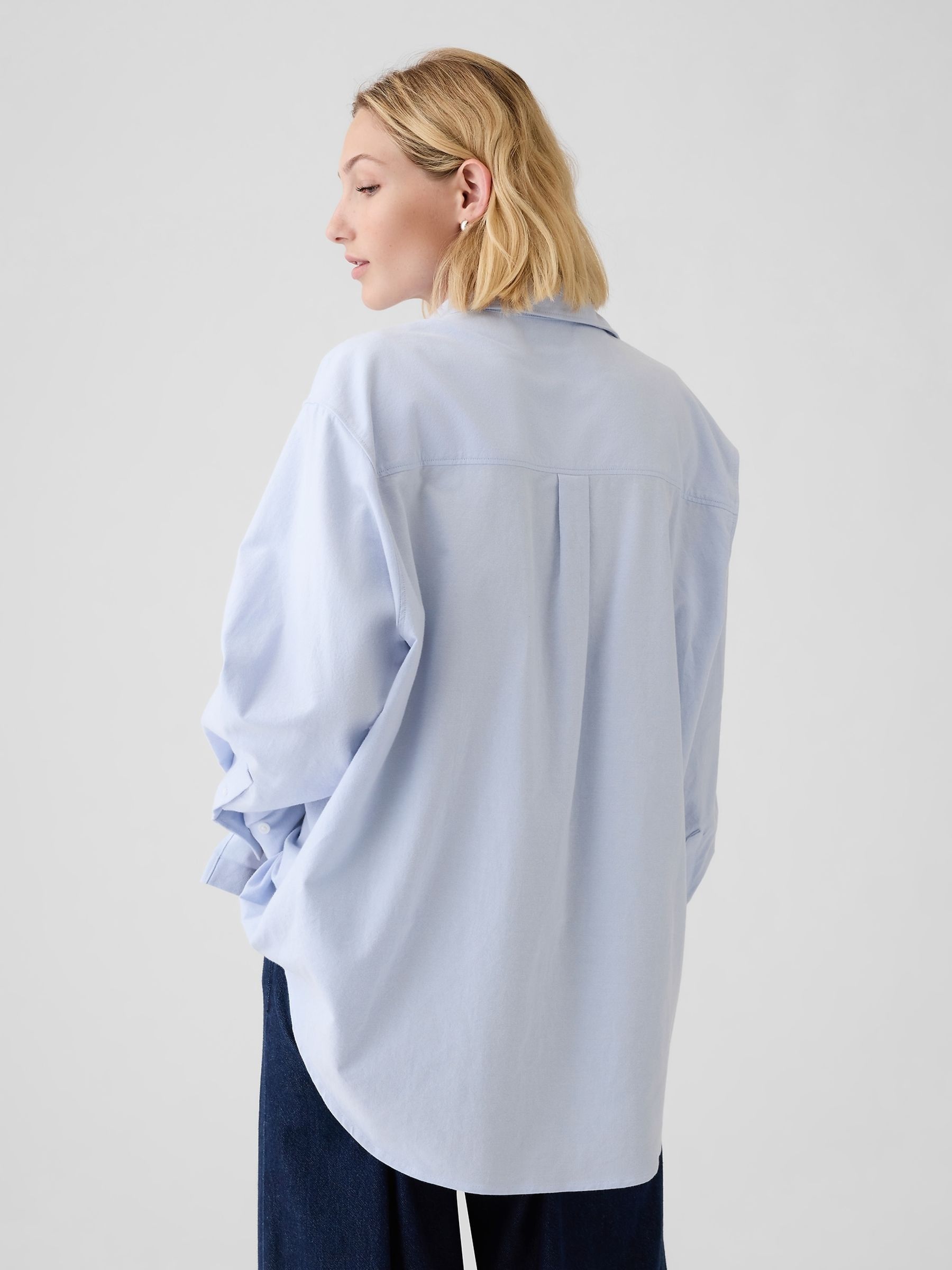 Blue Organic Cotton Oxford Oversized Shirt - Image 2 of 4