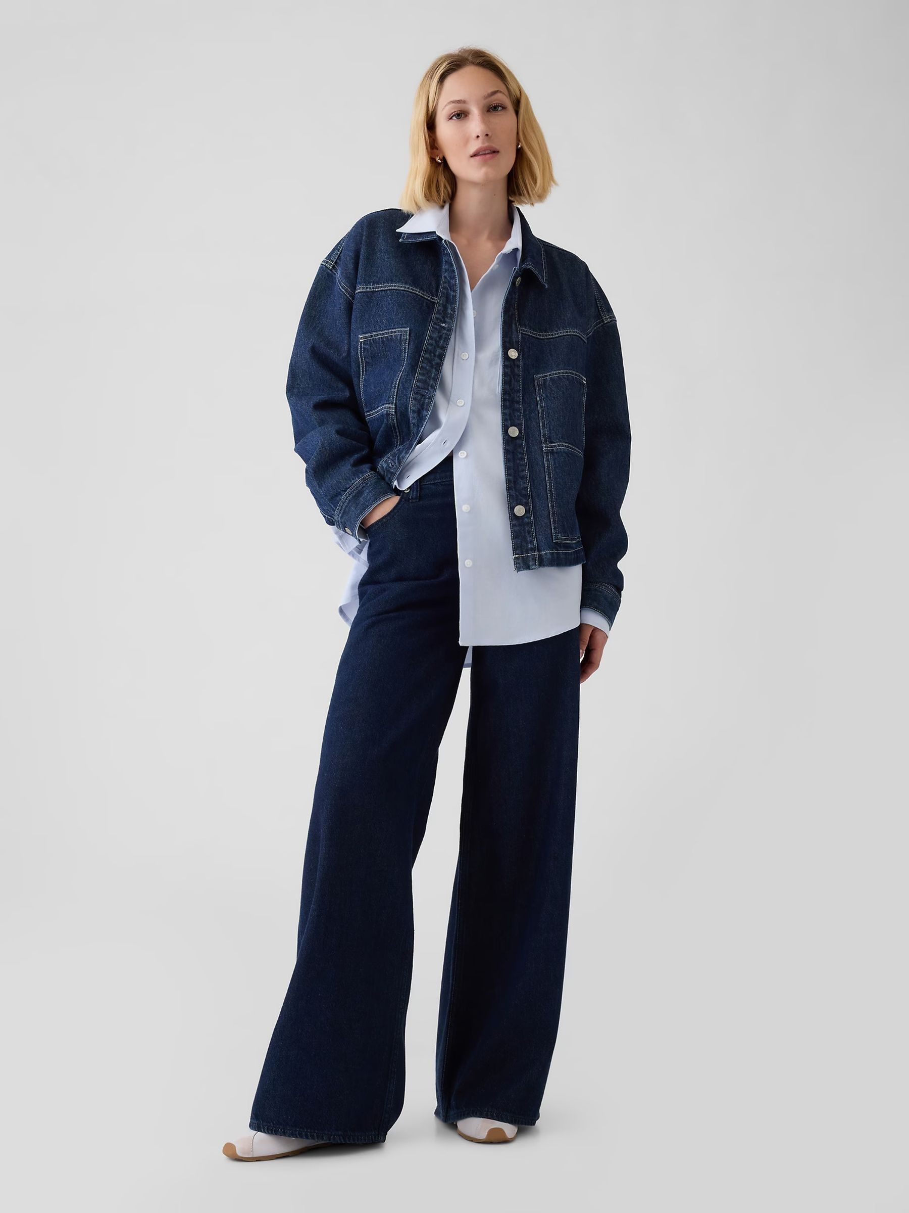 Blue Organic Cotton Oxford Oversized Shirt - Image 3 of 4