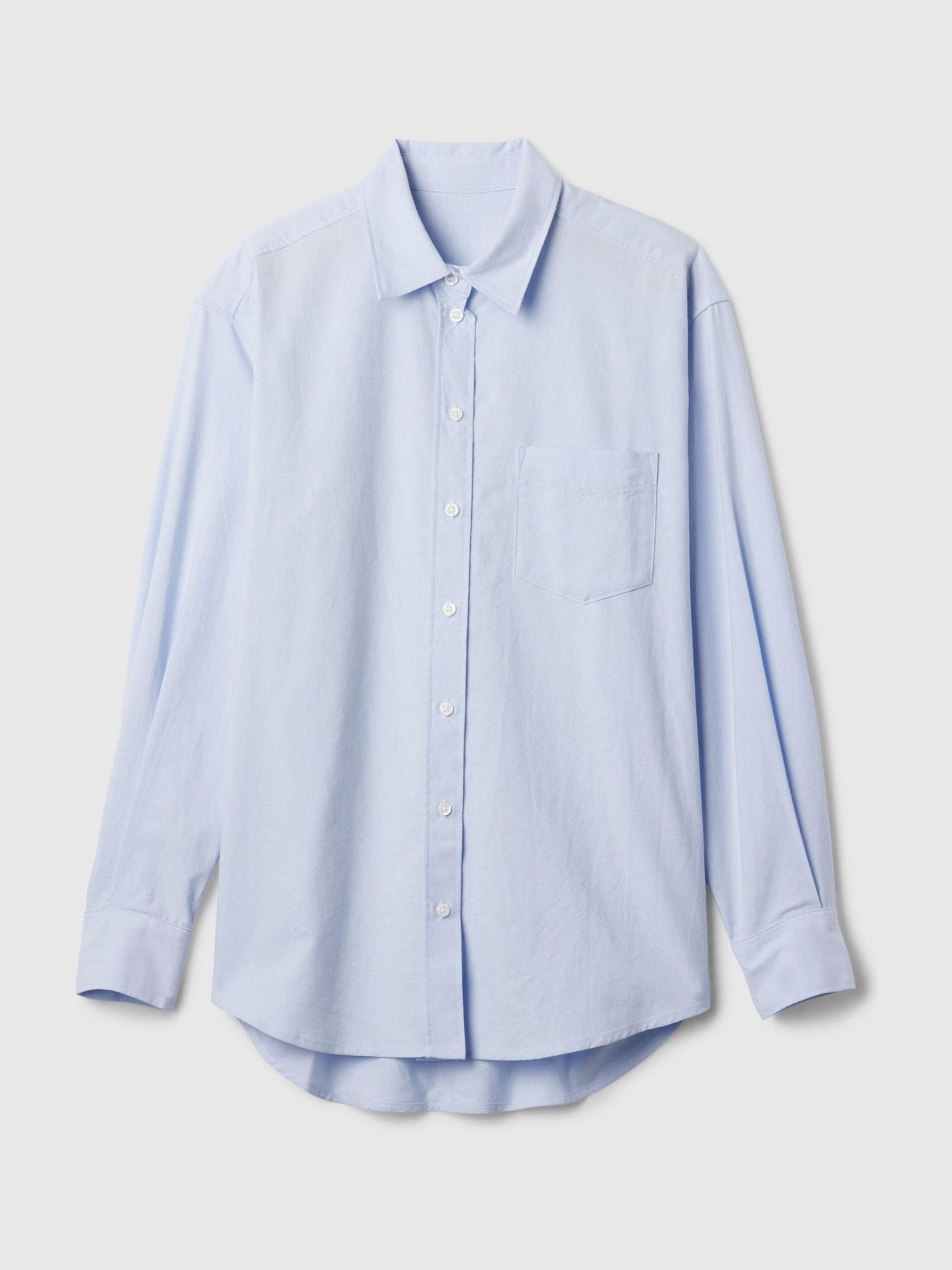 Cotton Oxford Oversized Long Shirt | Chambray Blue