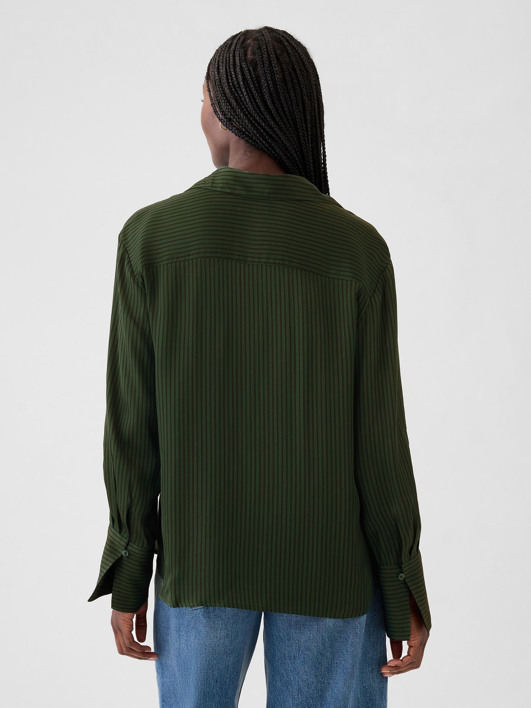 Green Satin Perfect Shirt - Image 2 of 5