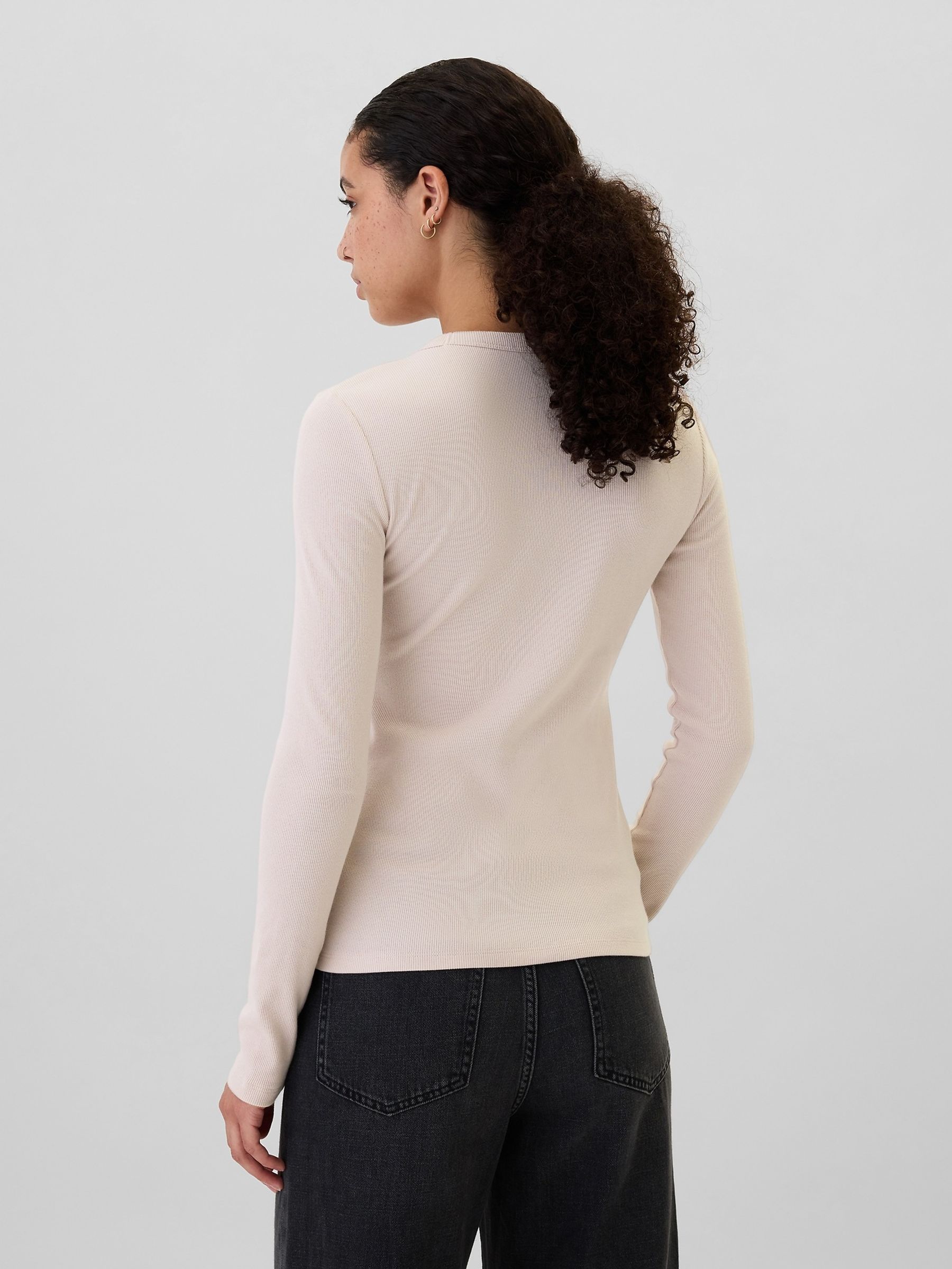Pink Ribbed Long Sleeve Crew Neck T-Shirt - Image 2 of 5
