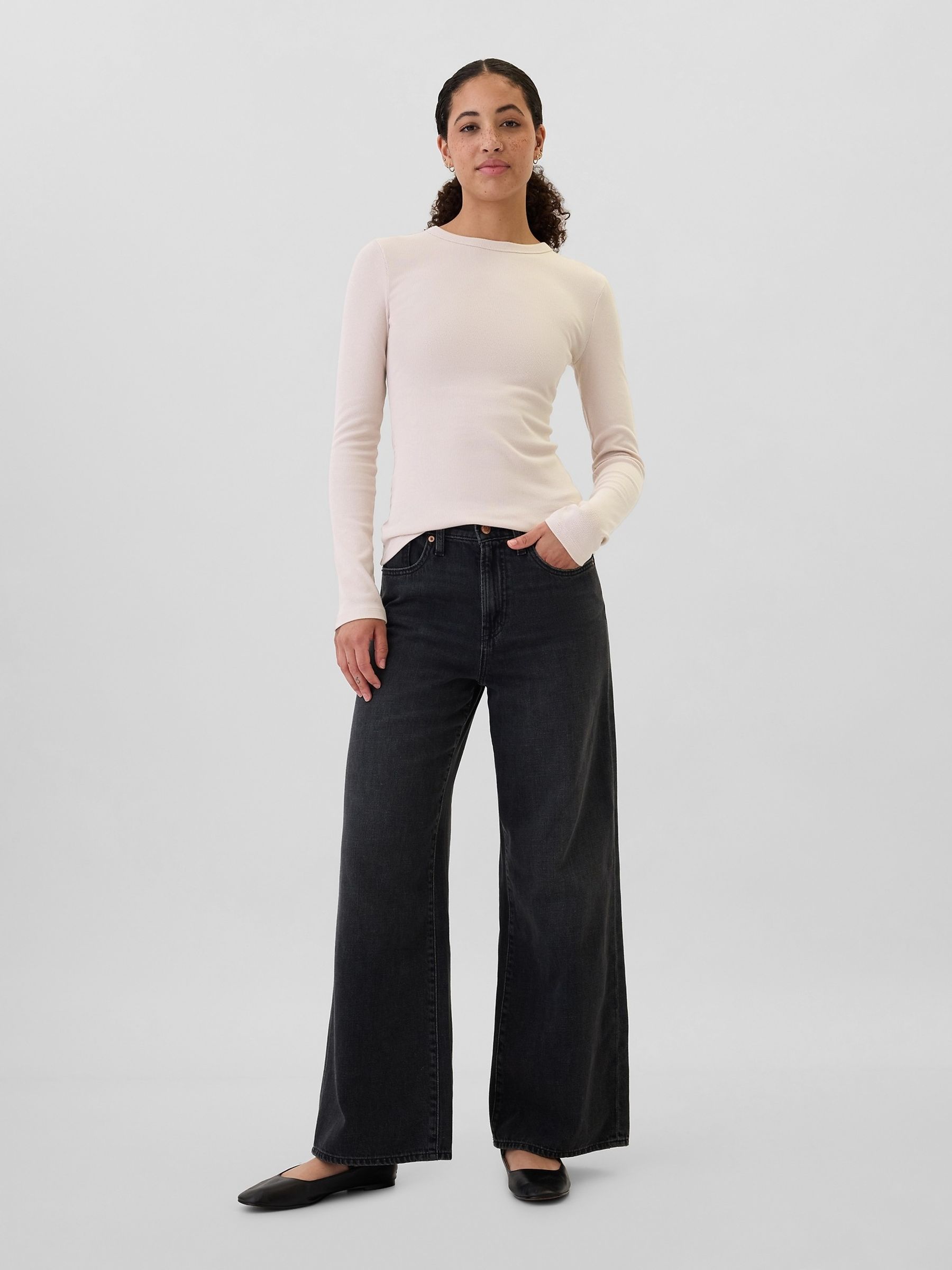 Pink Ribbed Long Sleeve Crew Neck T-Shirt - Image 3 of 5