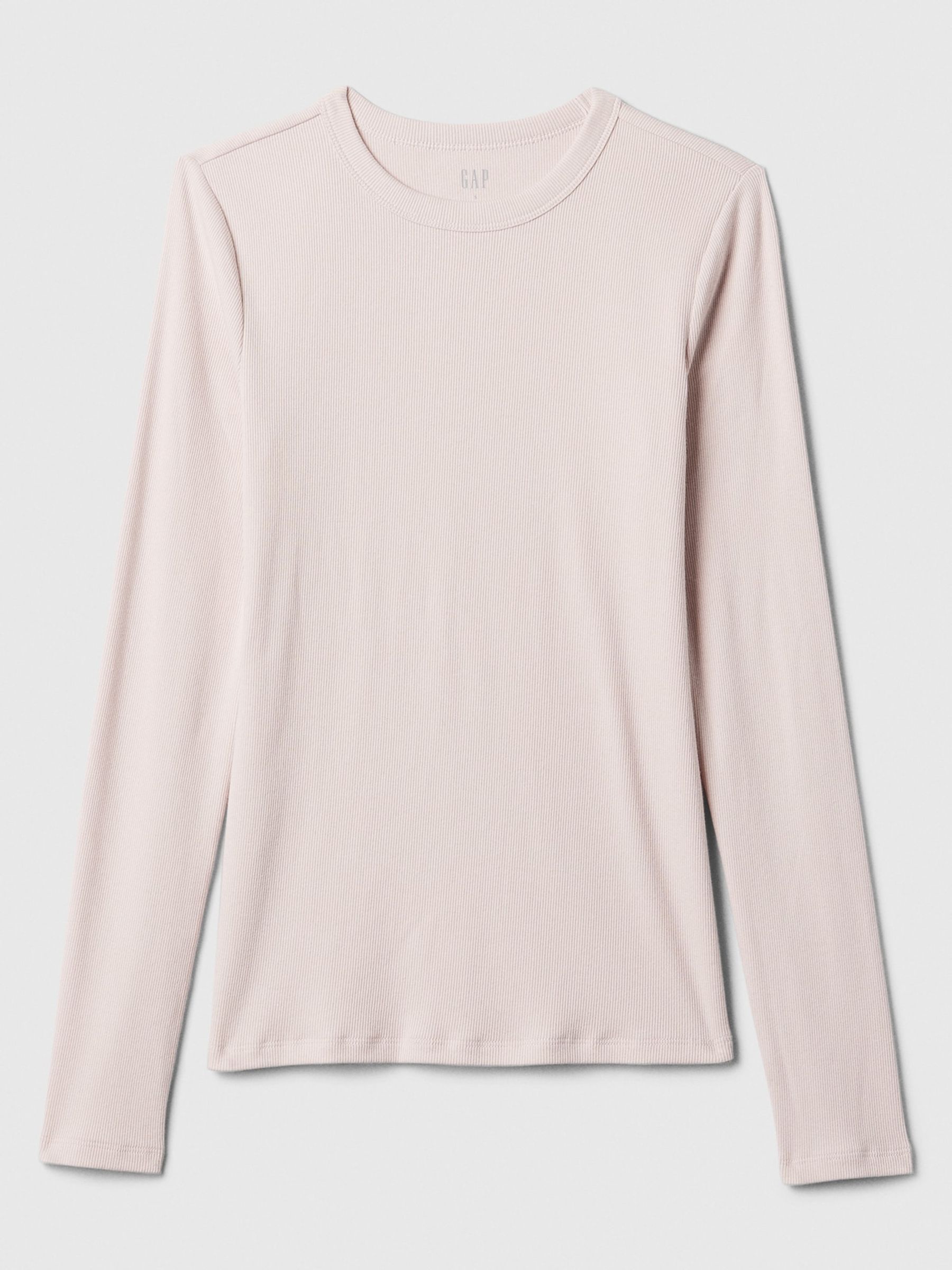 Pink Ribbed Long Sleeve Crew Neck T-Shirt - Image 5 of 5