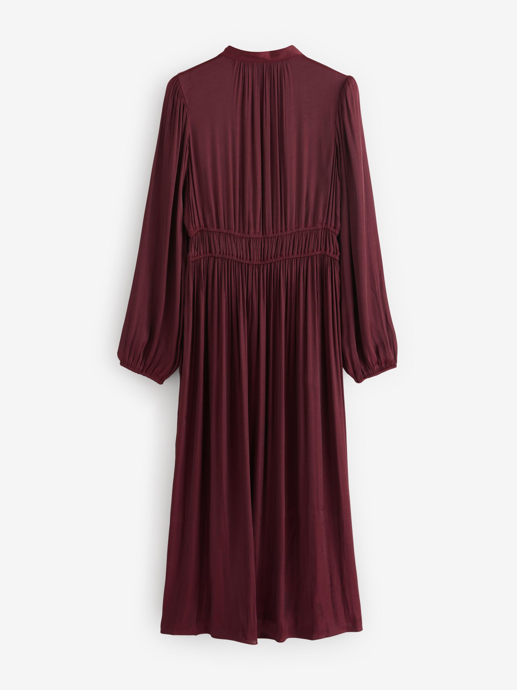 Red Long Sleeve Satin Midi Dress - Image 2 of 3