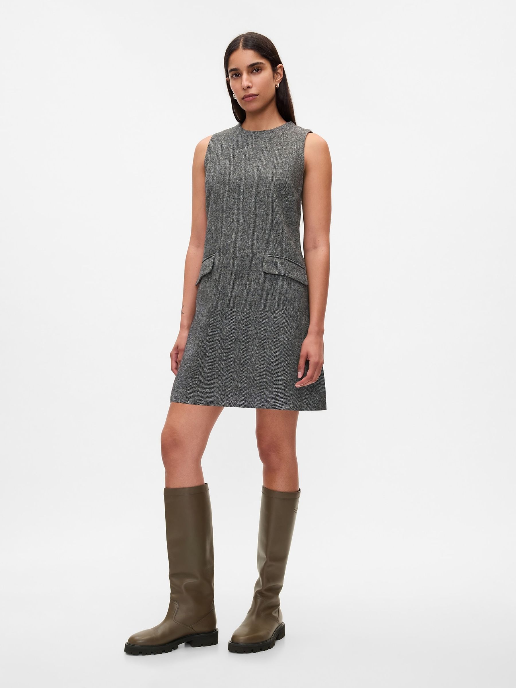 Grey Shift Mini Dress - Image 2 of 5