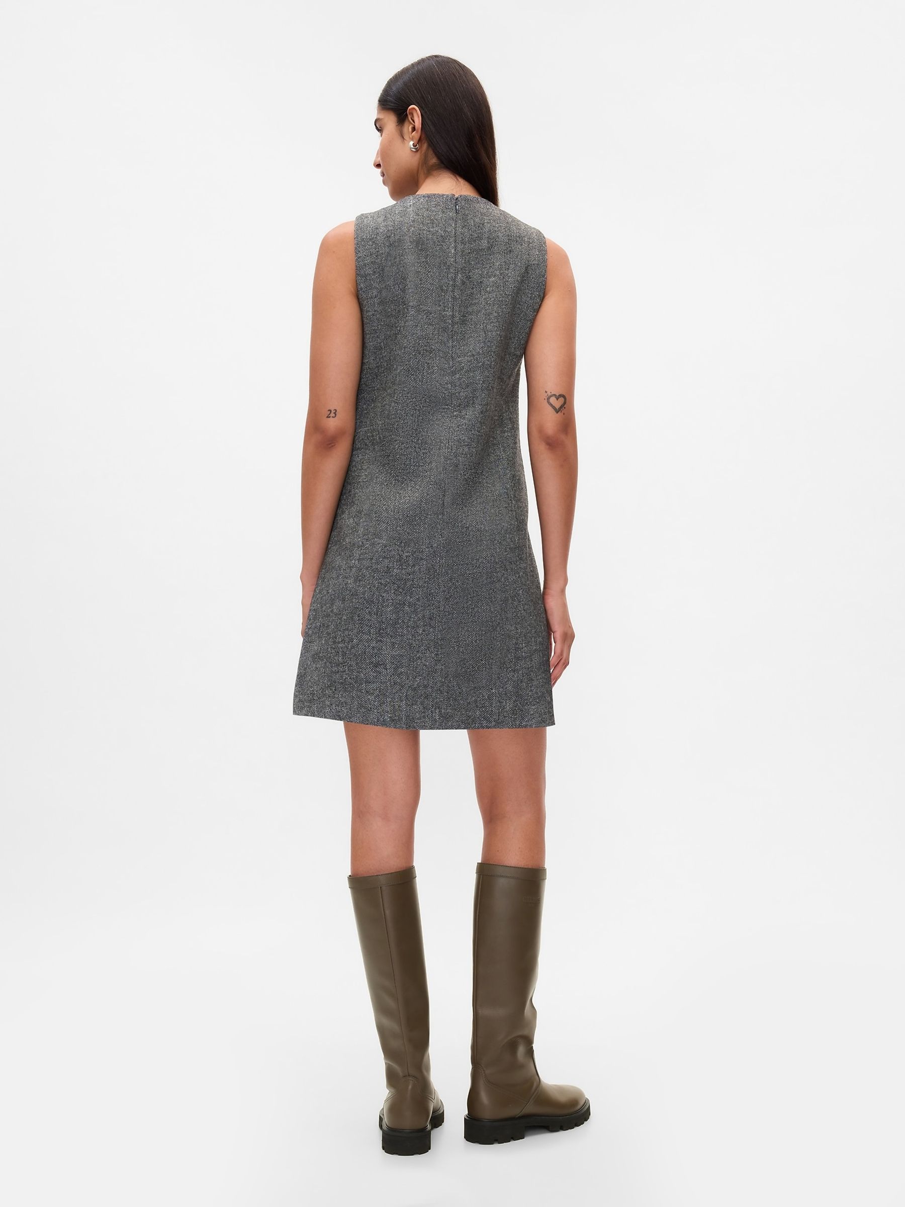Grey Shift Mini Dress - Image 3 of 5