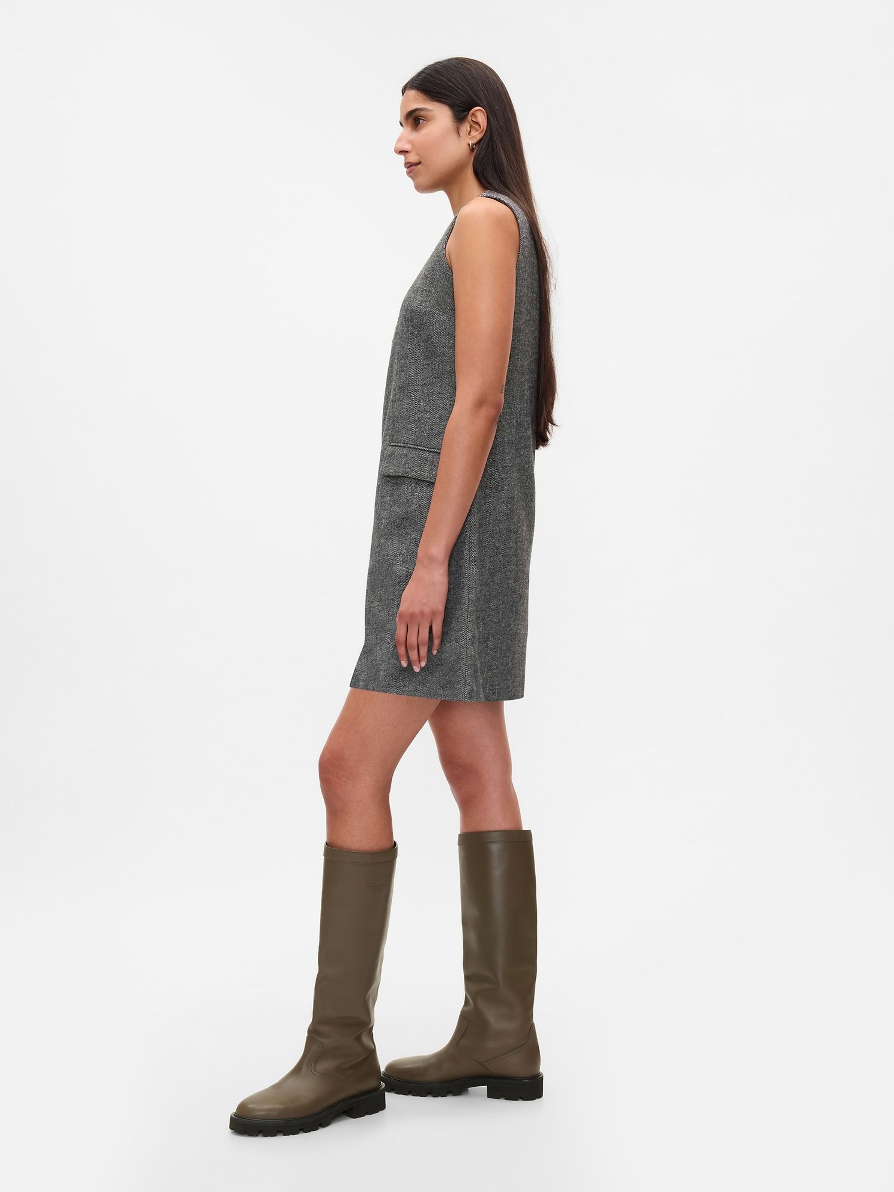 Grey Shift Mini Dress - Image 4 of 5