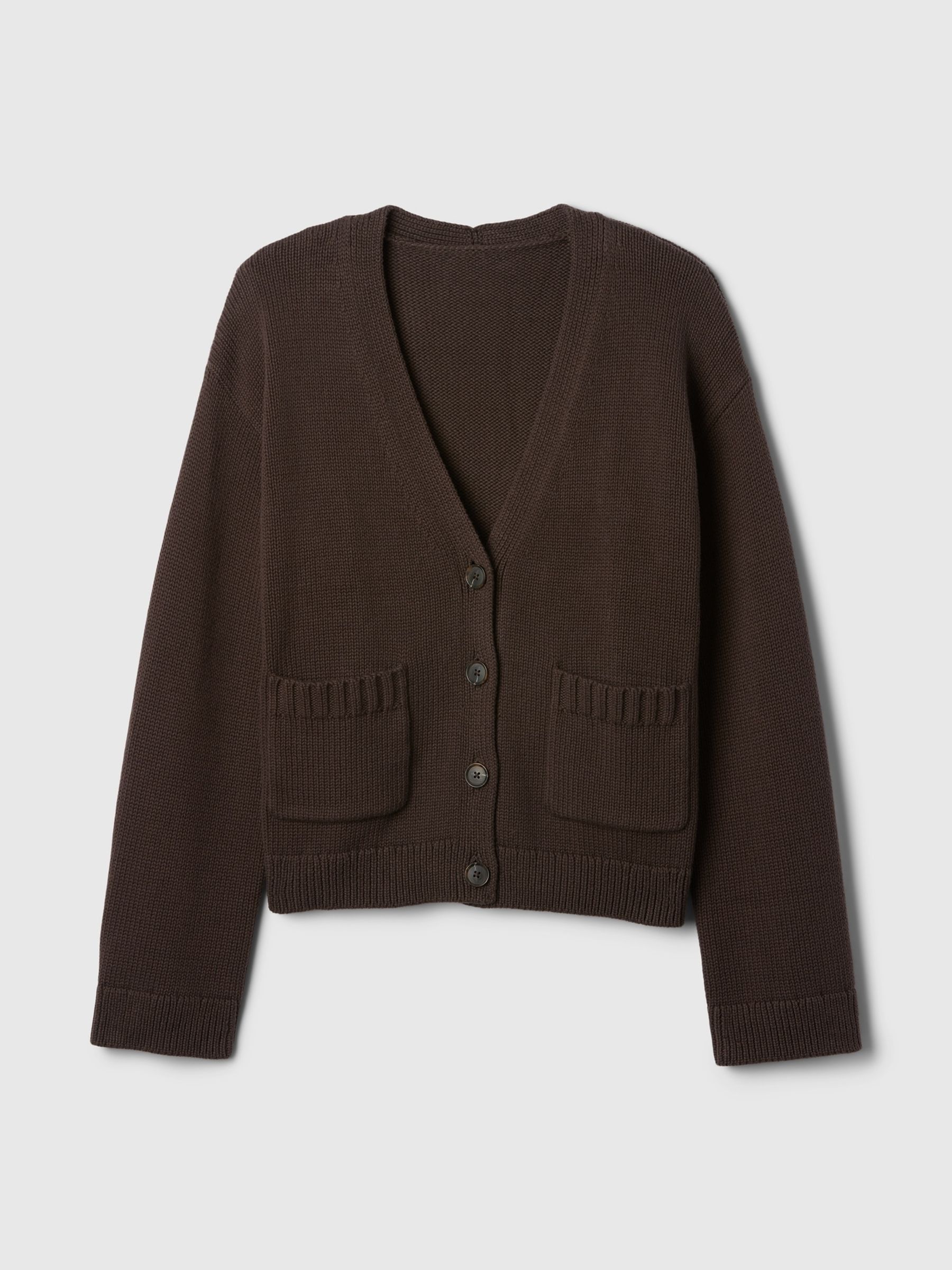Brown V-Neck Pocket Cardigan - Image 5 of 5