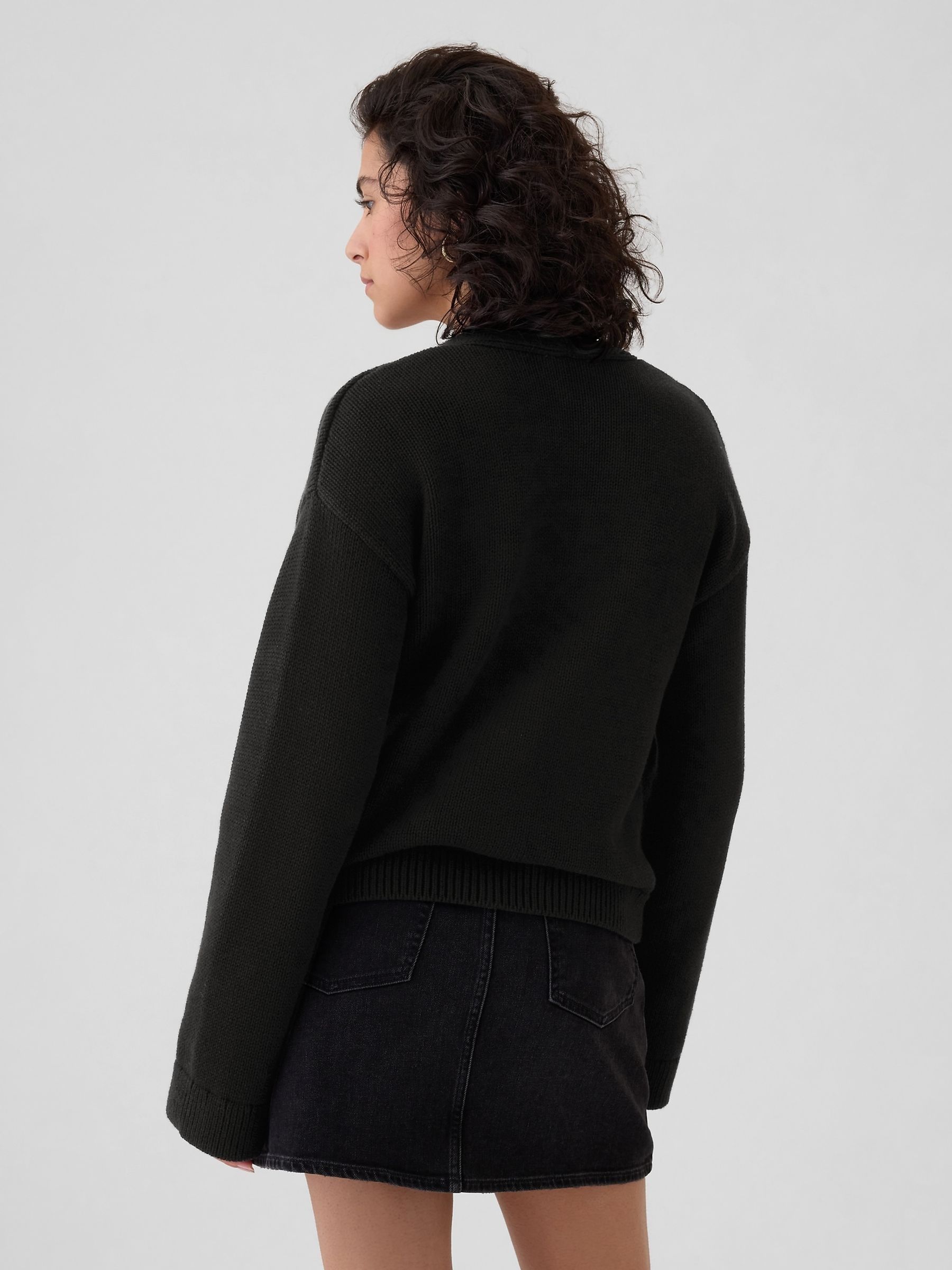 Black V-Neck Pocket Cardigan - Image 2 of 5