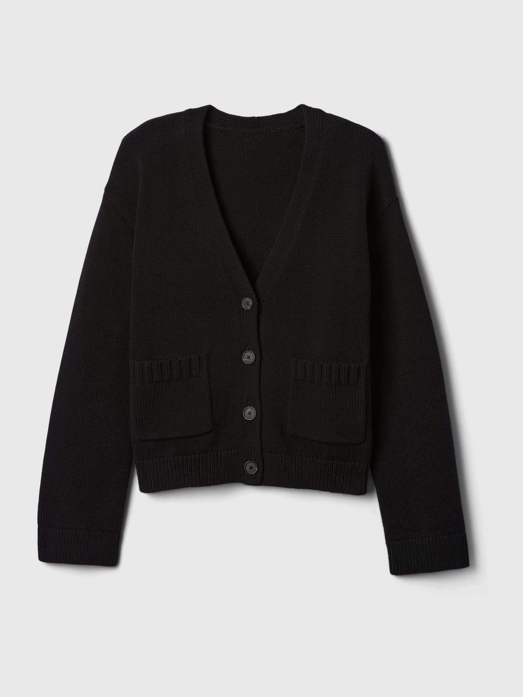 Black V-Neck Pocket Cardigan - Image 5 of 5