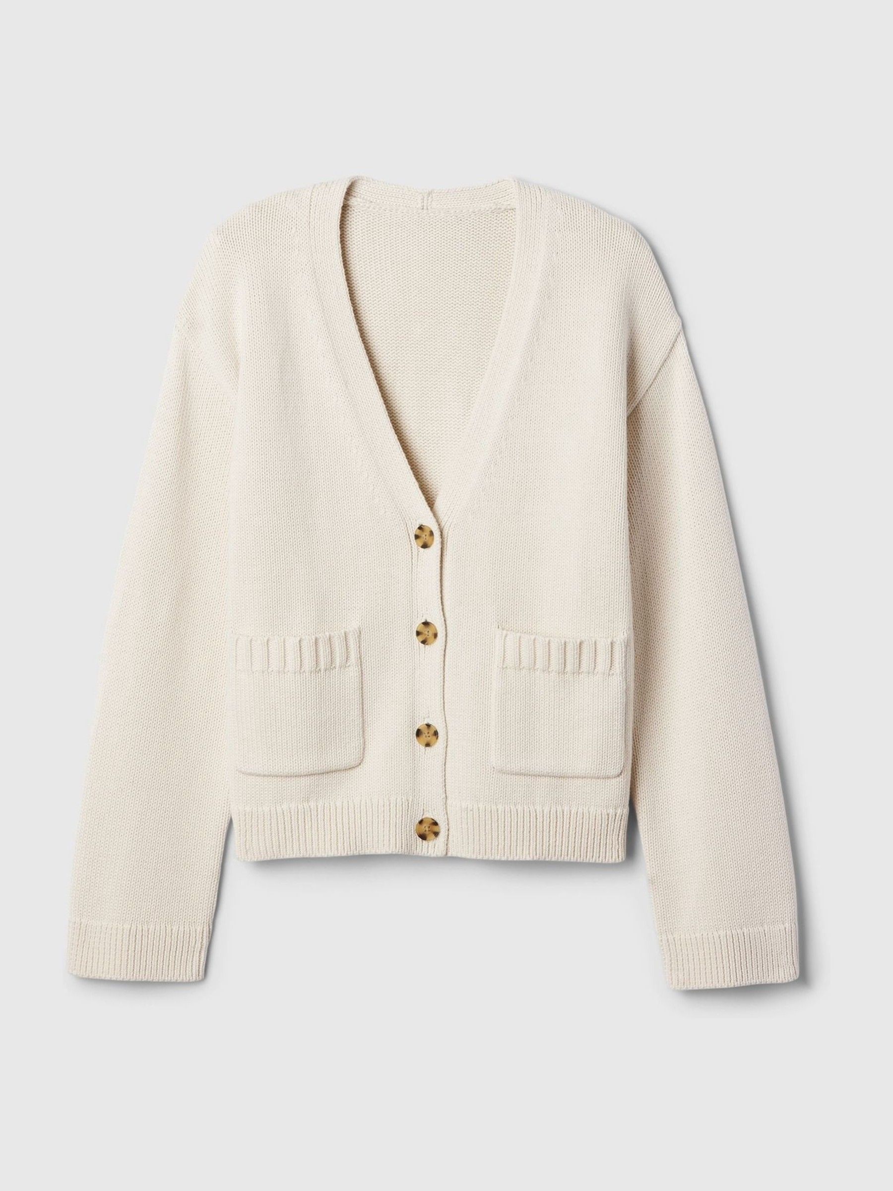 Beige V-Neck Pocket Cardigan - Image 5 of 5