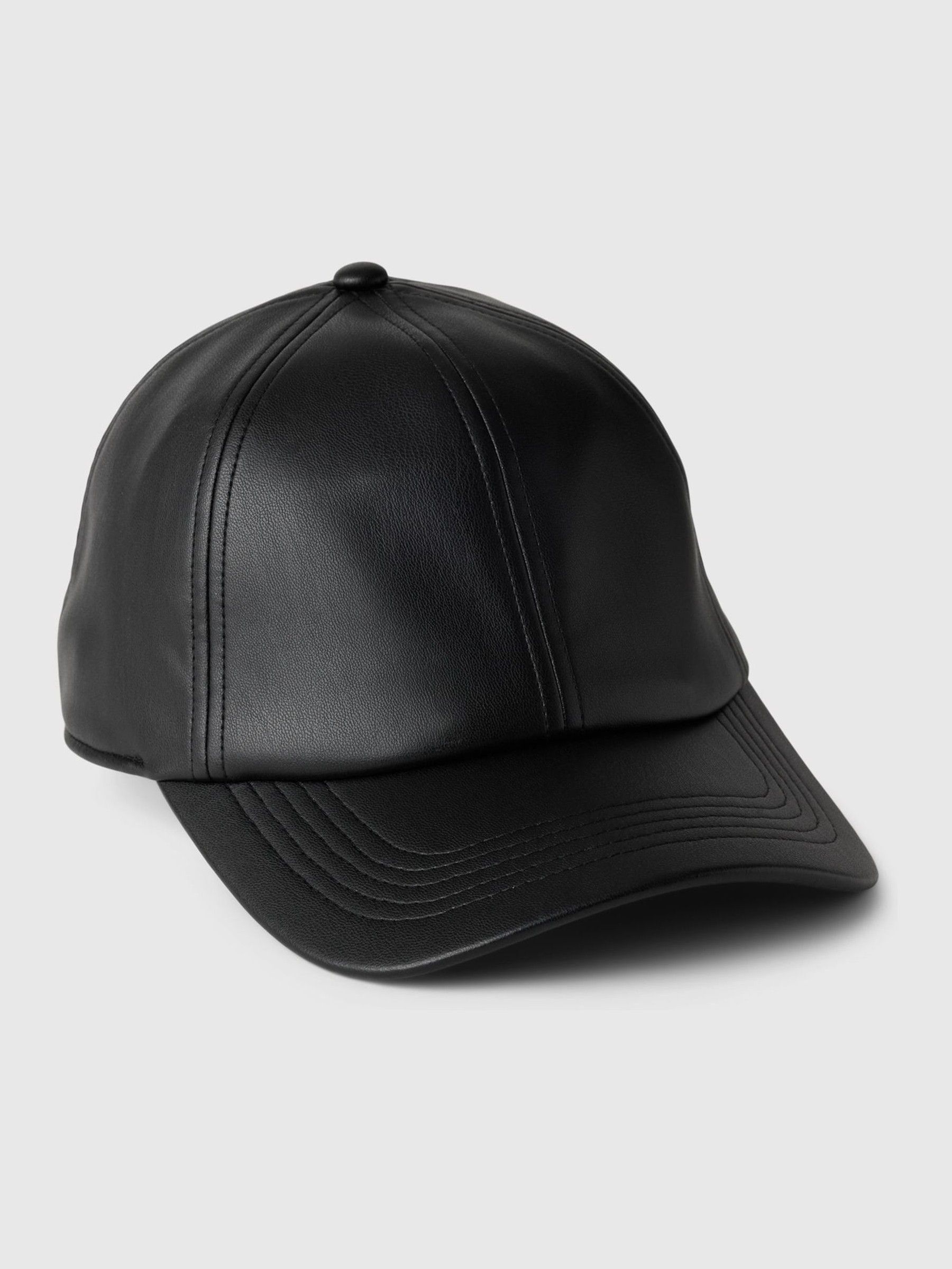 Black Leather Adult Faux Leather Baseball Hat - Image 1 of 2