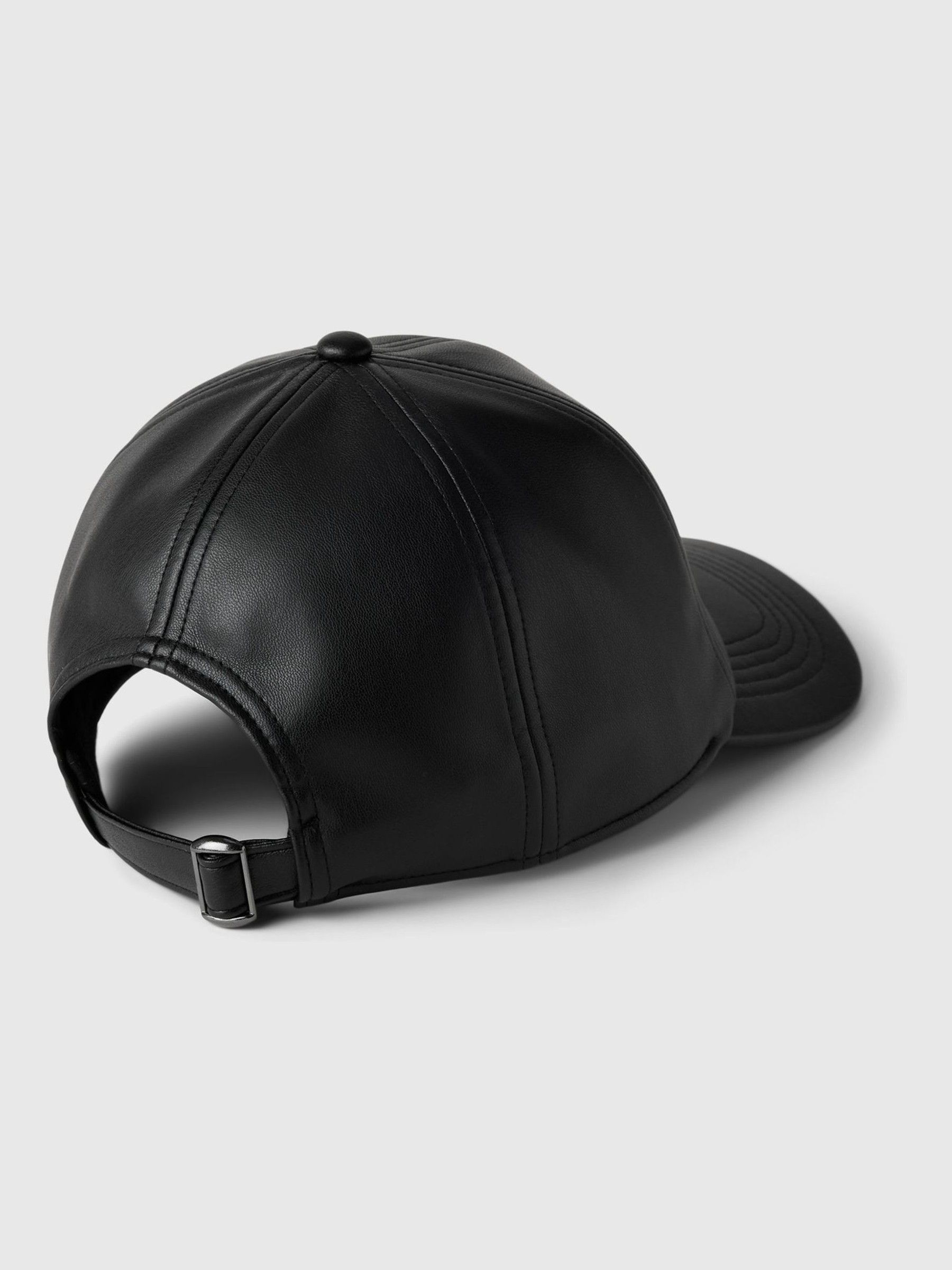 Black Leather Adult Faux Leather Baseball Hat - Image 2 of 2
