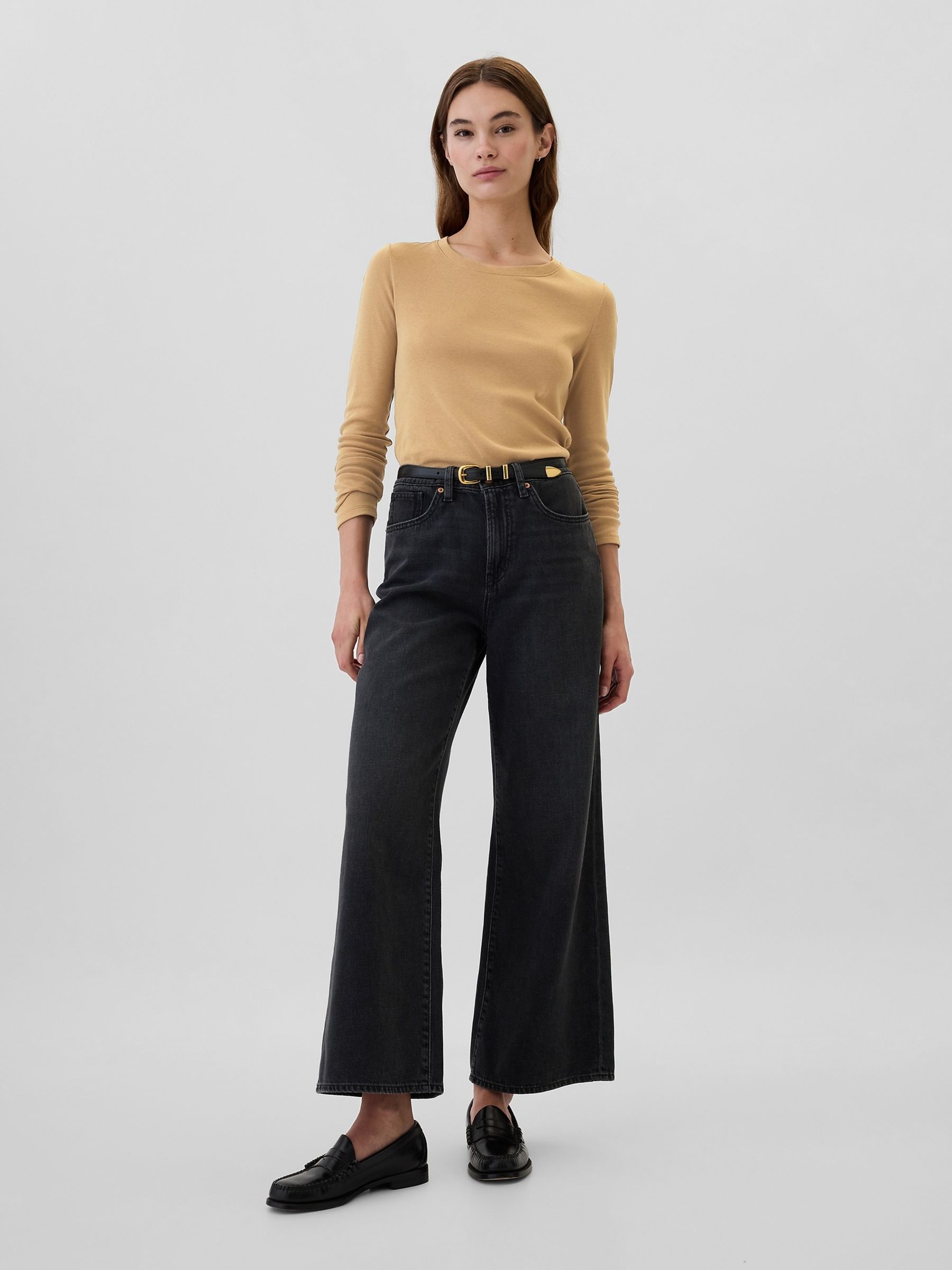 Brown Favourite Cotton-Modal Crew Neck Long Sleeve T-Shirt - Image 3 of 5