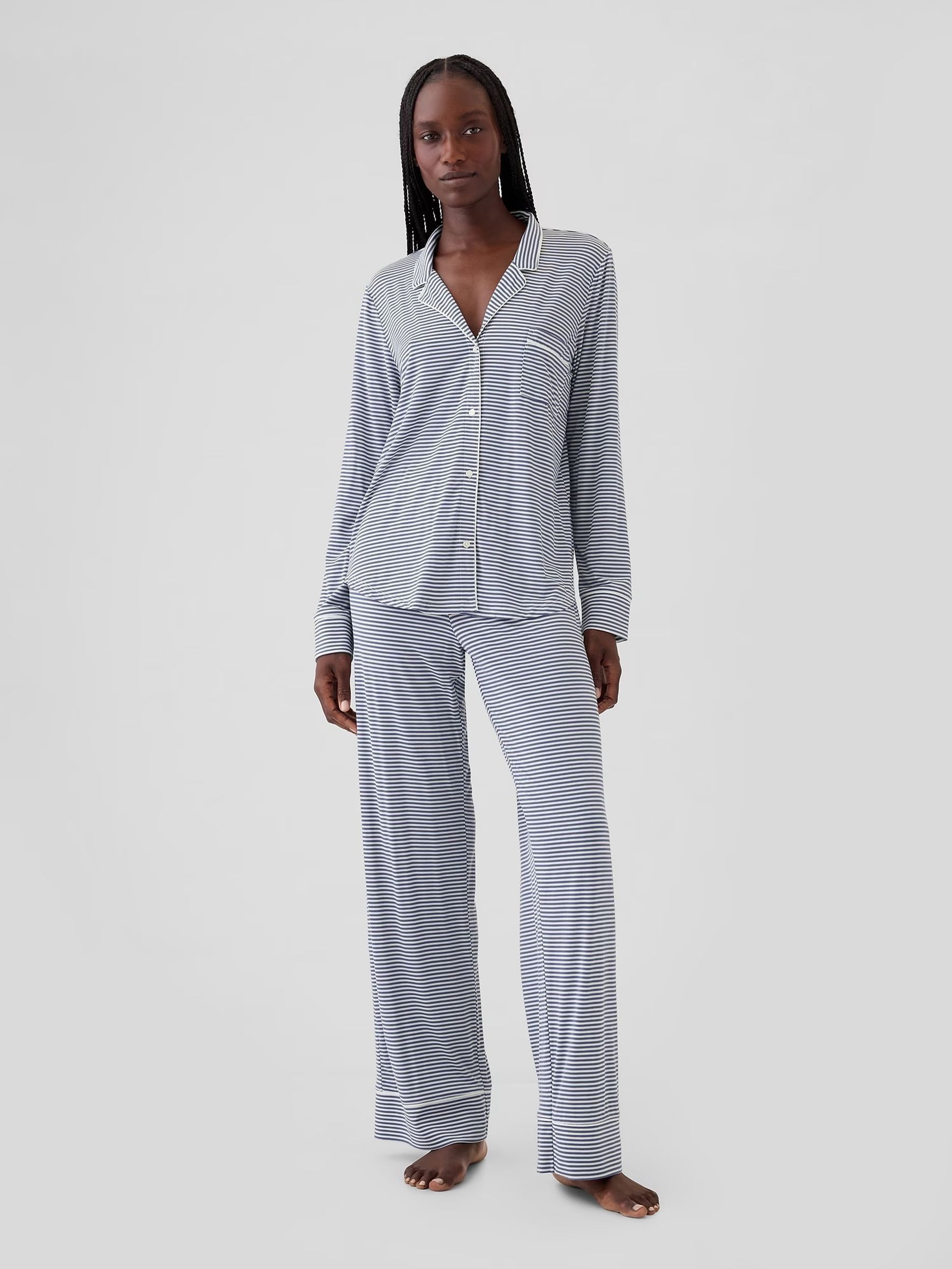 Blue Modal Long Sleeve Pyjama Shirt - Image 3 of 4